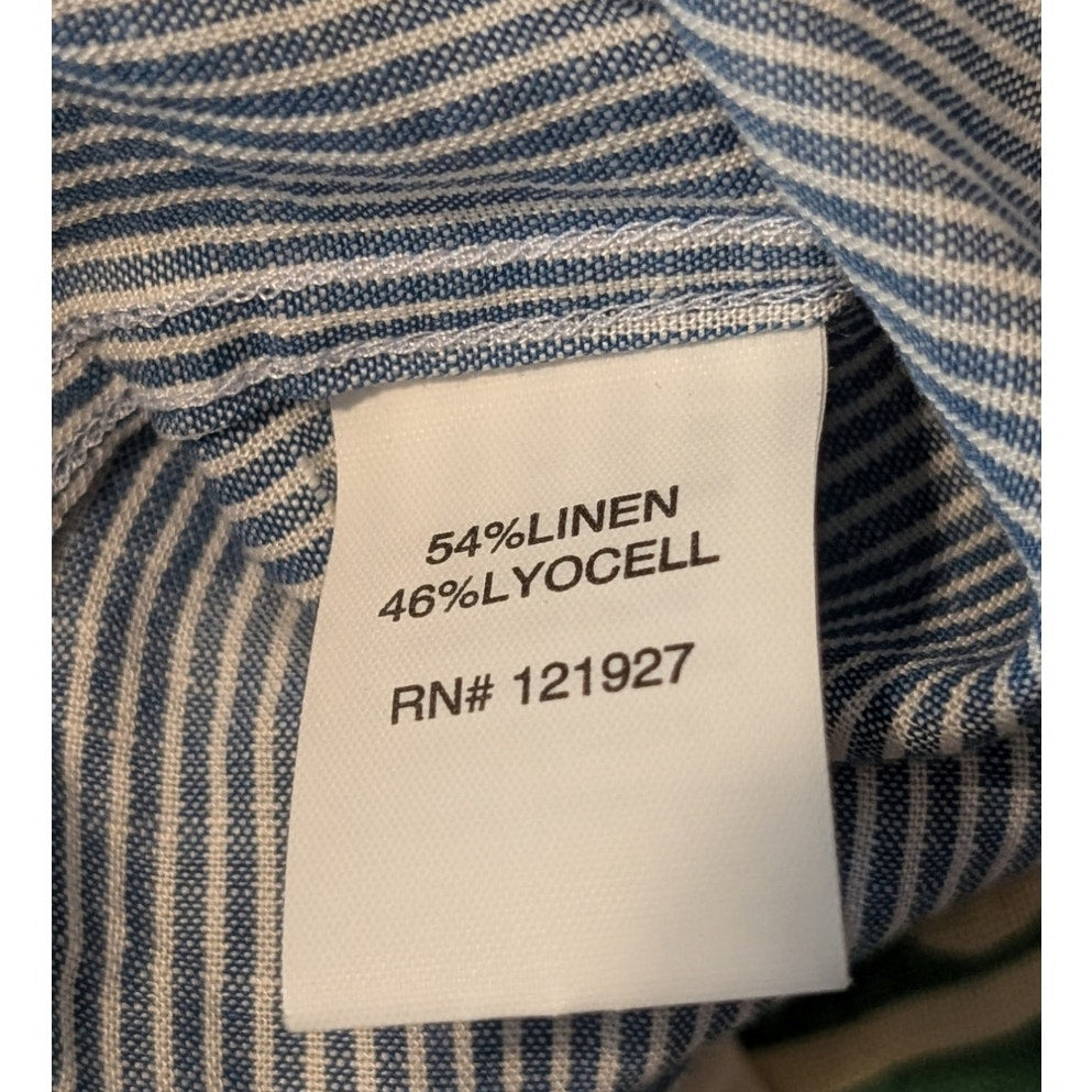 Johnnie-O Hangin Out Blue Stripe Long Sleeve Button Front 100% Cotton Shirt Sz M