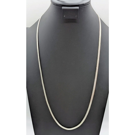 Vintage 30" Diamond Cut Herringbone Chain Necklace