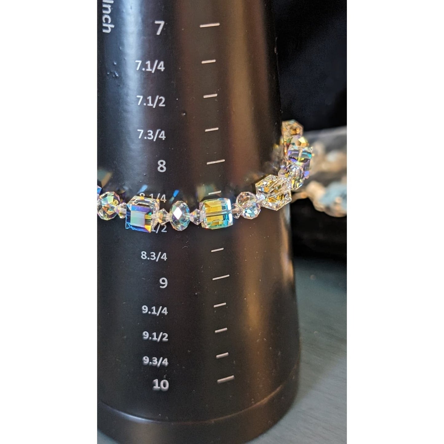 925 Sterling Aurora Borealis Cube Crystal Bracelet