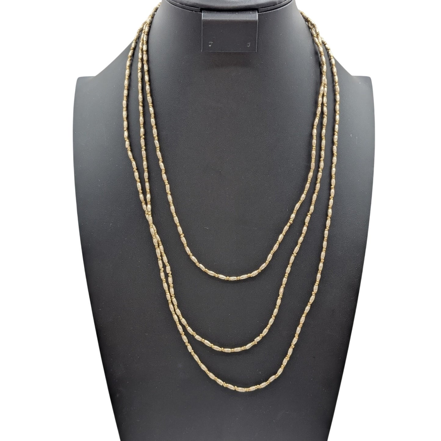 Antique 76" Strand of Two Tone Tribal Hand-Made Folded Beaded  Necklace 38.35g
