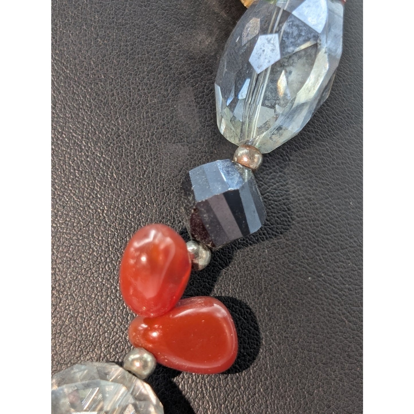 Multi Color & Shape Crystal Stone Silver Tone 21.5" Necklace