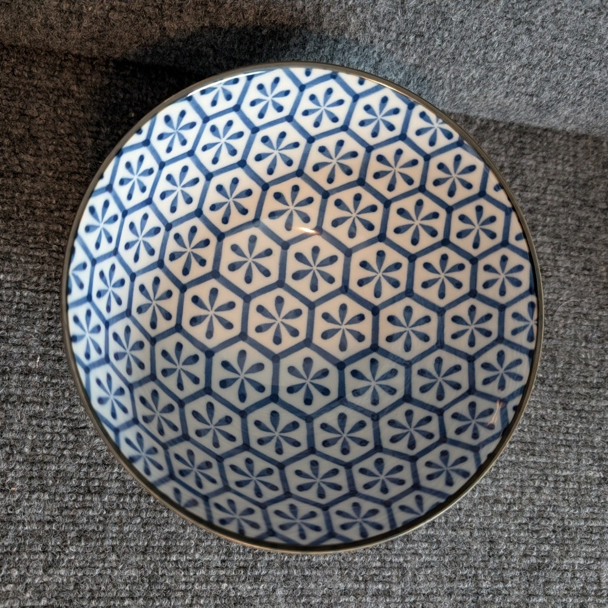 Blue White Made in Japan Rice Ramen Ceramic Bowl