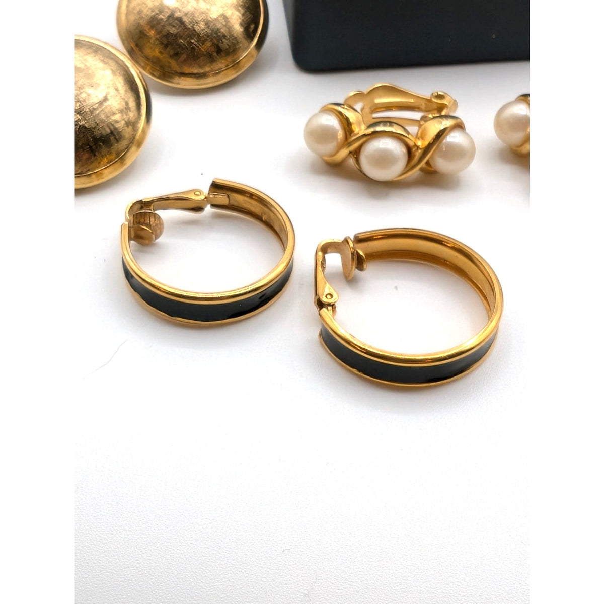Lot of Six Pair Unsigned Vintage Gold Tone Clip On Earrings