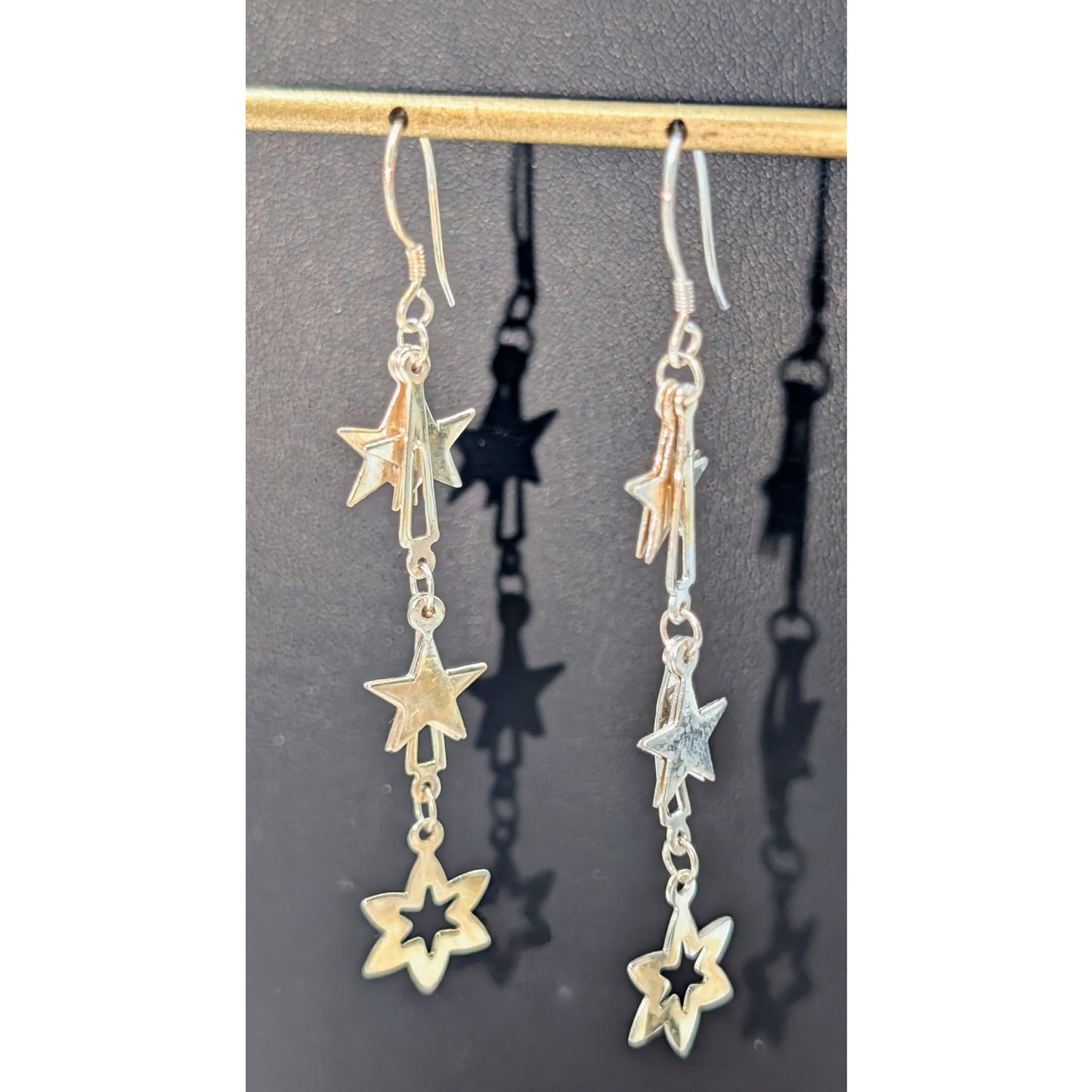 925 Sterling Silver Dangling Star Wire Earrings