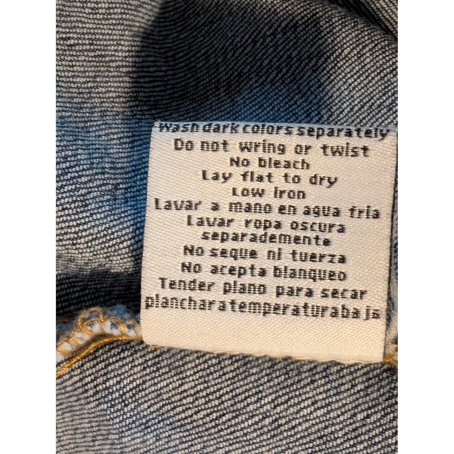 Judy Blue Distressed Long Sleeve Button Down Stretchy Denim Jacket Womens' Sz L