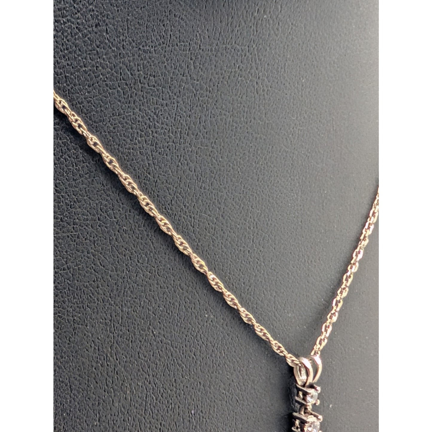 Vintage 925 Sterling Three Graduated Articulated CZ Pendant Chain Necklace
