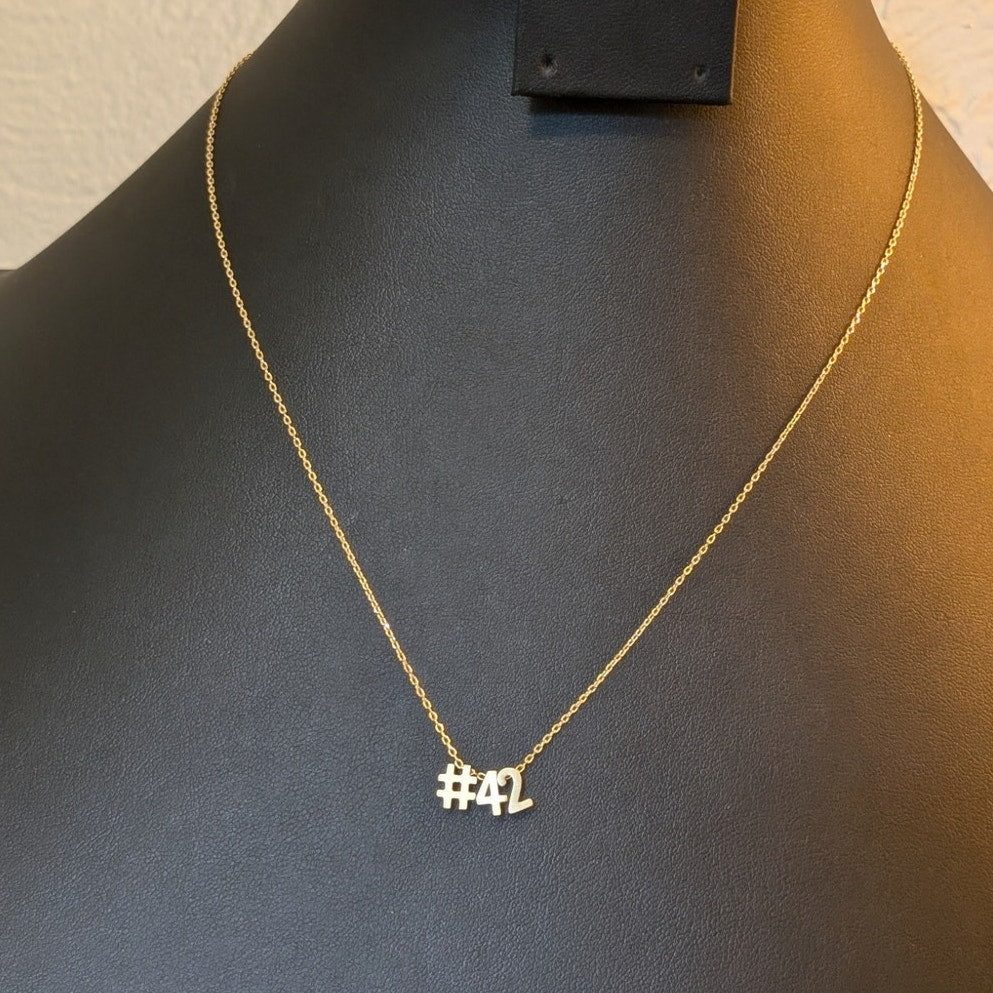 Gold Tone Gold Plated #42 Slide Charm Necklace