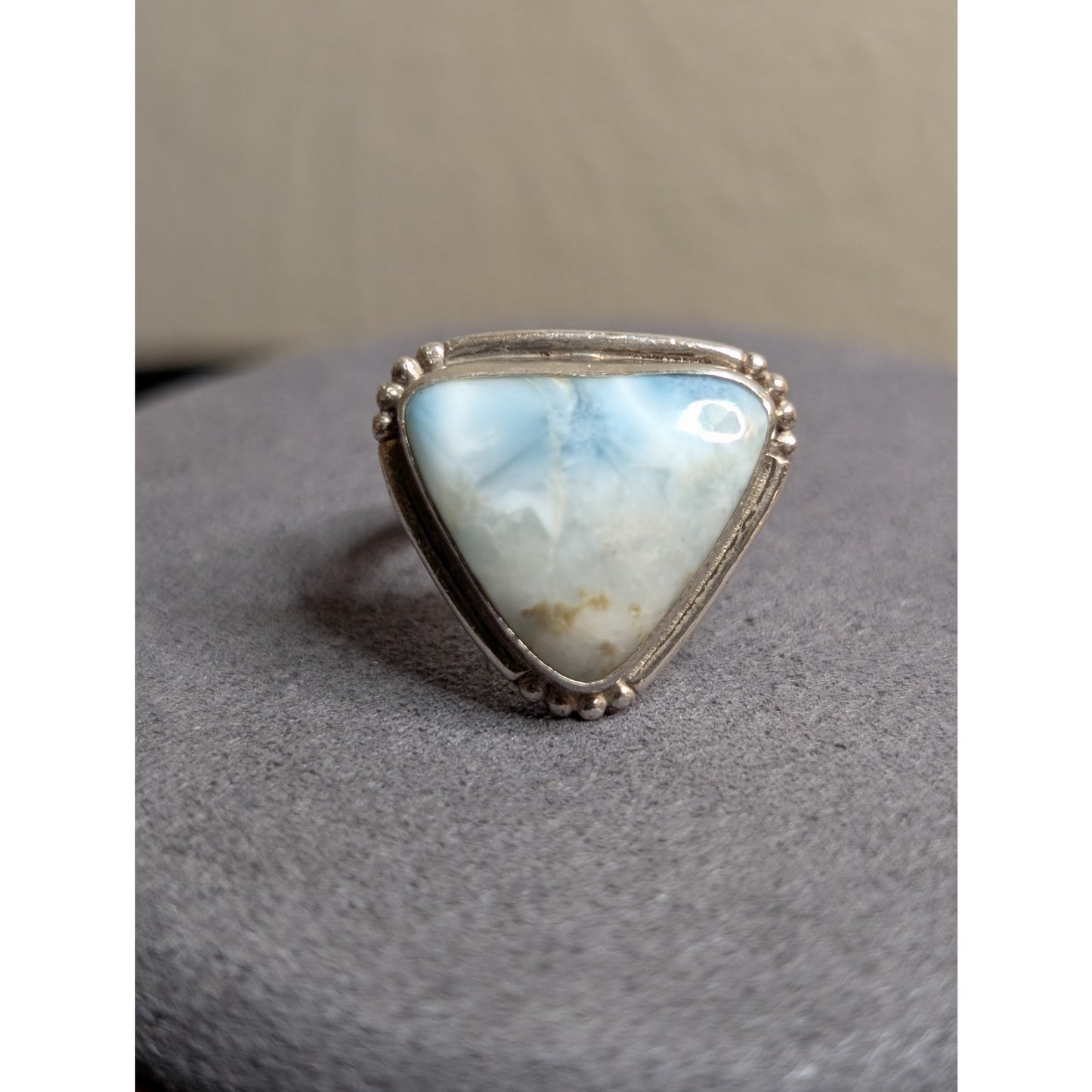 Vintage Southwest 925 Sterling Silver & Blue Larimar Trillion Ring-Sz 6.5
