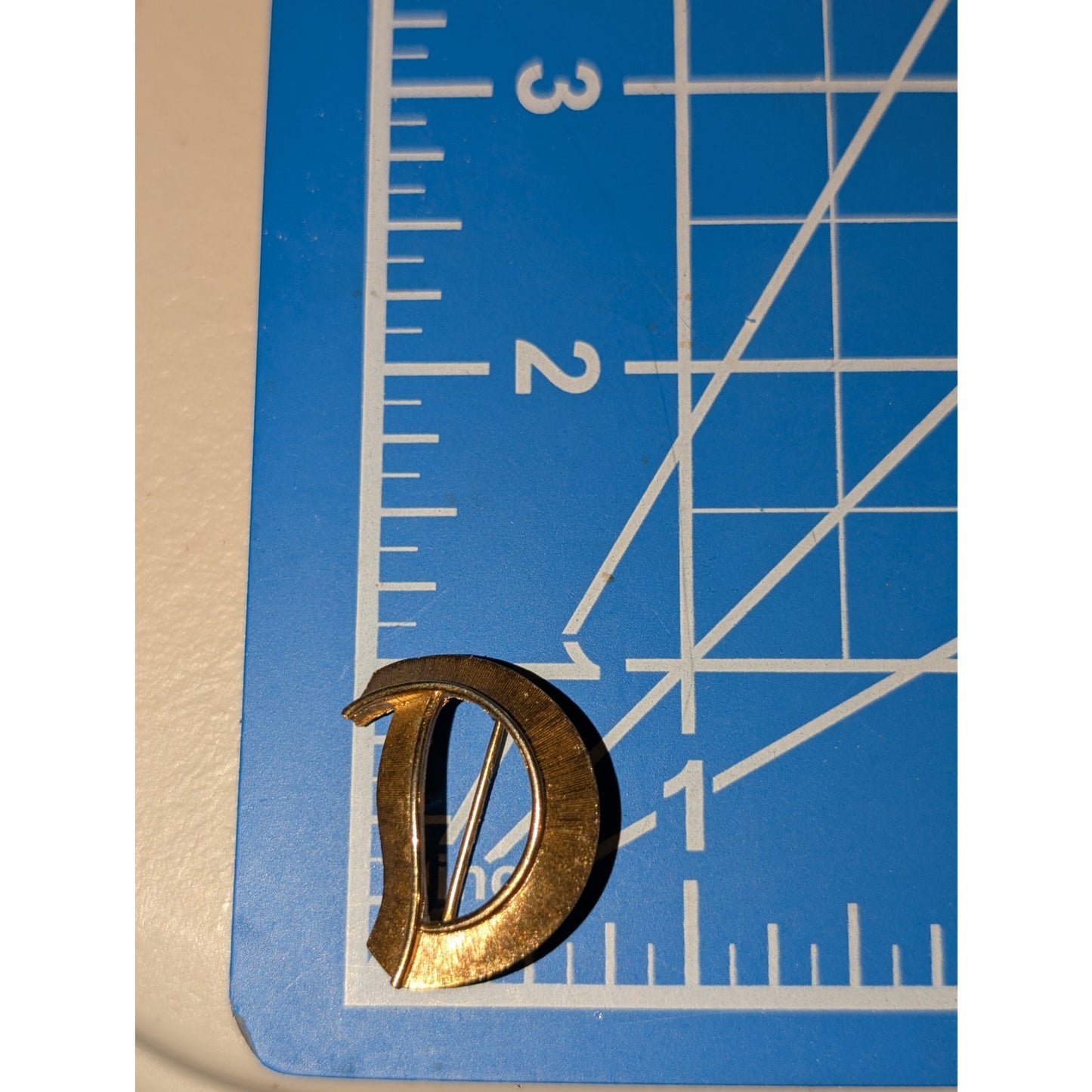 Vintage Crown Trifari Brushed Gold Tone Initial 'D' Brooch