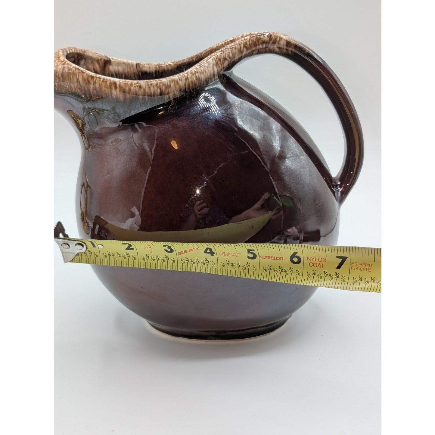 Vintage Hull Pottery Made in USA Brown Drip Glaze Ball Pitcher