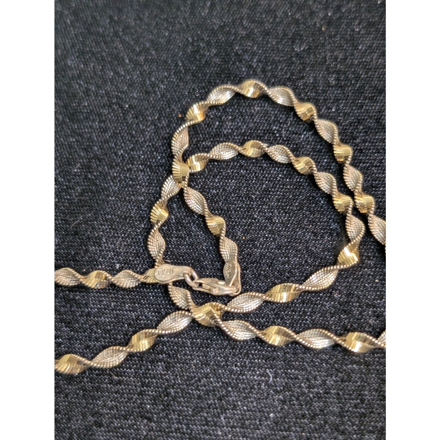 Vintage Twisted Two Tone 925 Italy Sterling Sparkling Gilded 20" Chain Necklace
