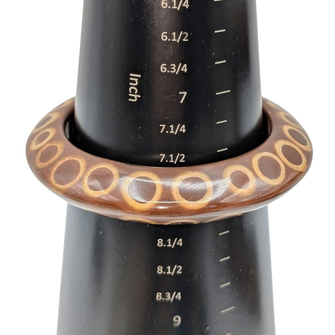 Vintage Kenneth Jay Lane Knife Edge Bamboo Slice Chunky Brown Resin Bangle