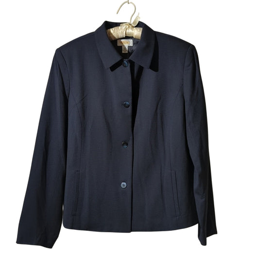 Talbots NWT Navy Button Front Collar Lined Wool Stretch Jacket Women's Sz 14