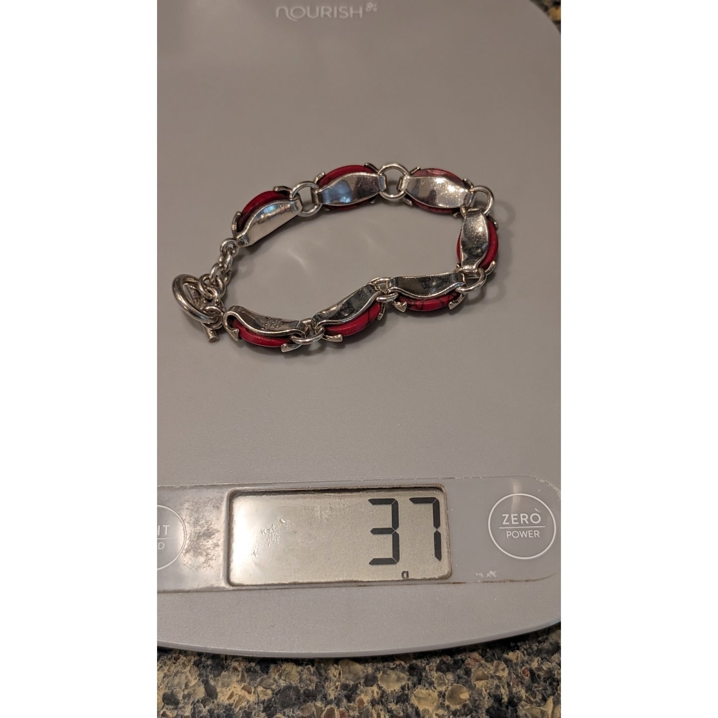 Mexican Red Jasper 925 Sterling Silver Toggle Bracelet