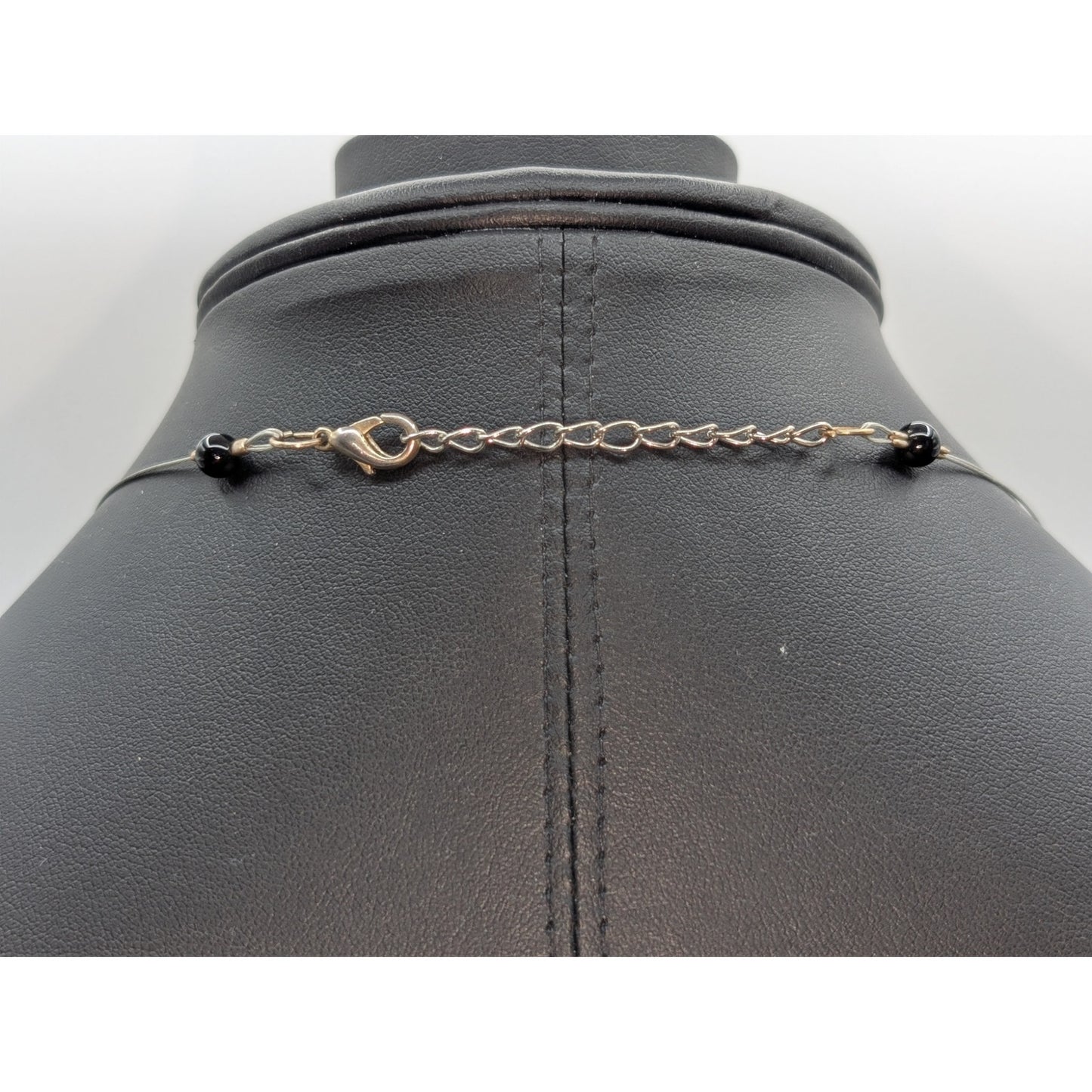 'Piano Key' Black & White Beaded Strung on Wire 18.5"-20" Necklace