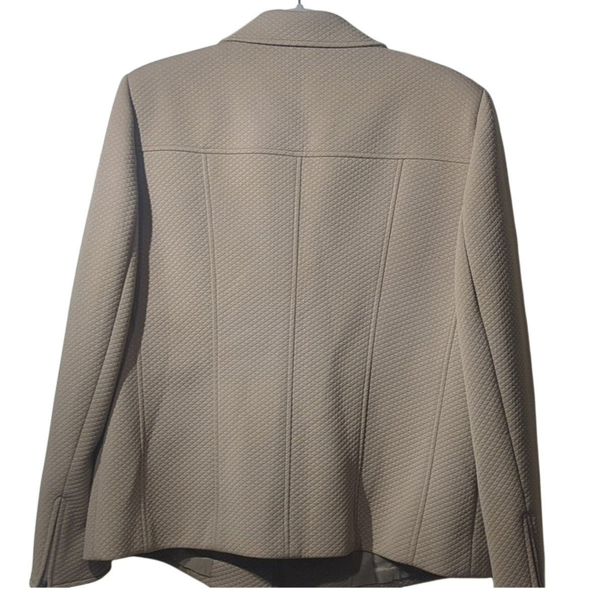 Vtg Talbots Tan Quilted Faux Pocket Half Zip Lined Jacket w/ Zip Cuffs Sz 12W