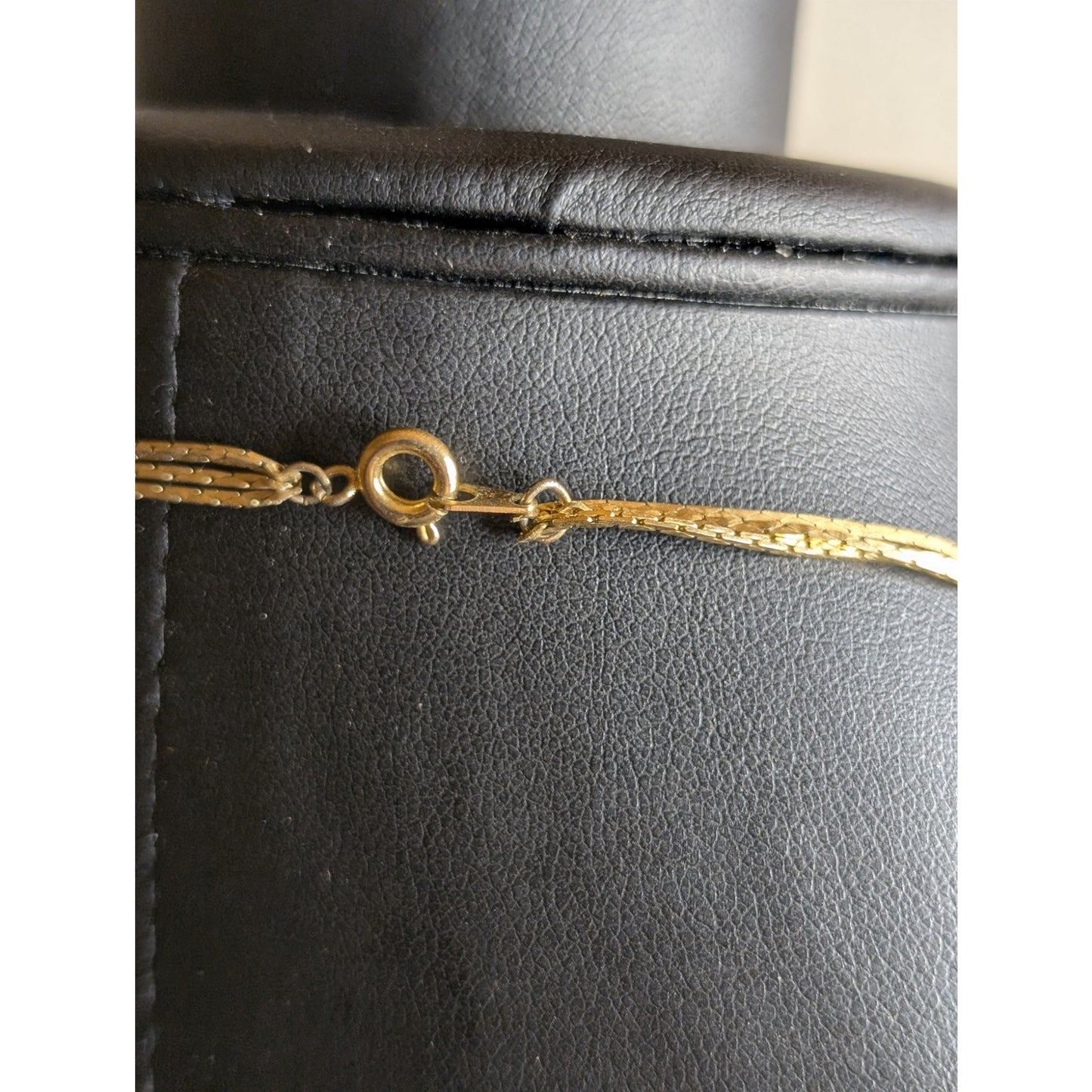 Lot of Two Vintage Black & Gold Chain Layered Necklaces