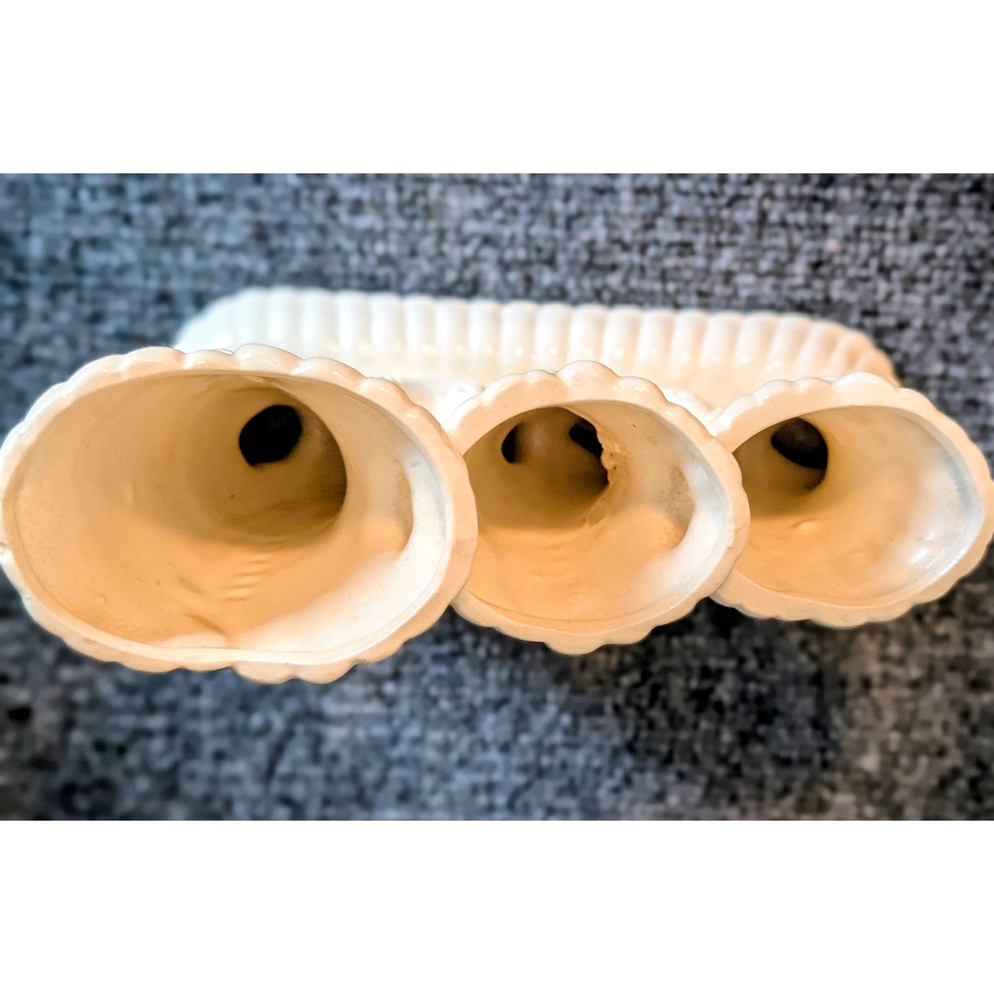 Vintage Cream Three Horn Vase Made in Japan