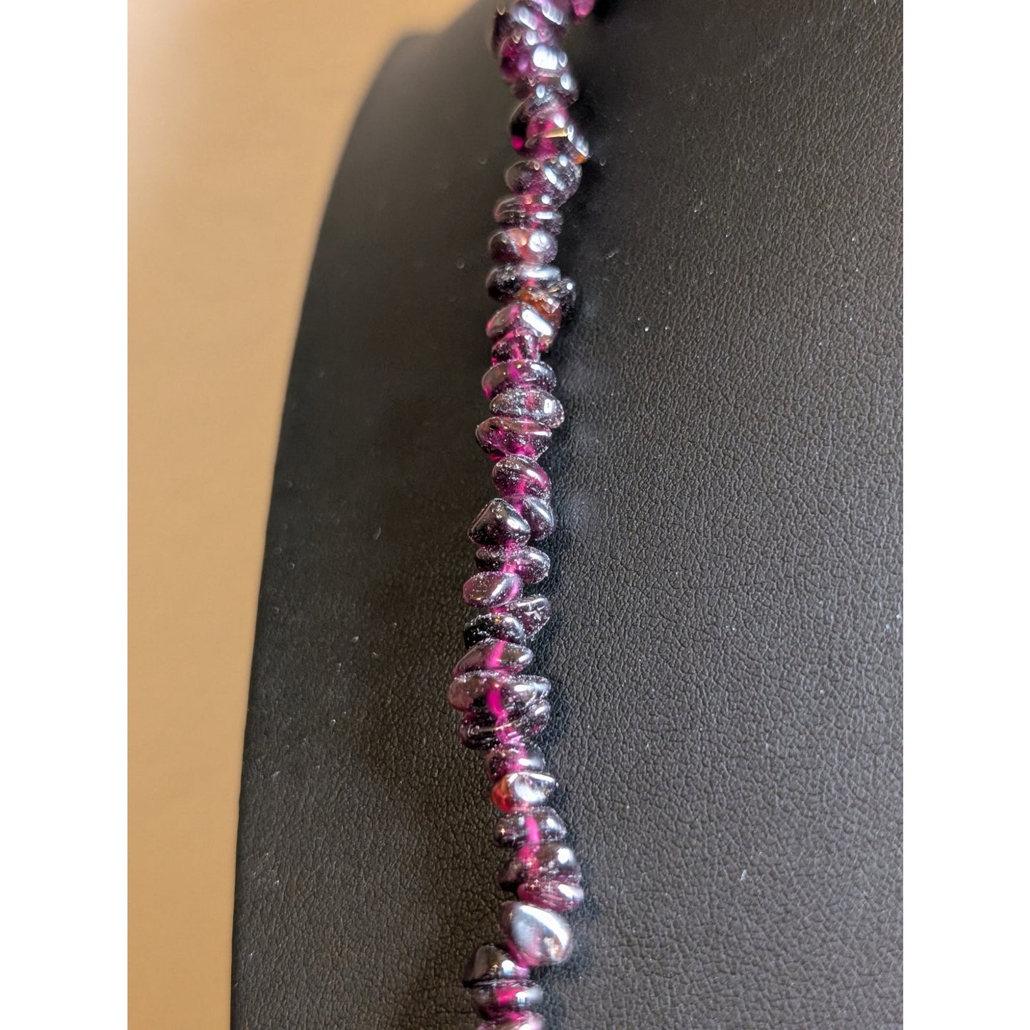 Single Strand Garnet/Amethyst Chip Bead 34" Necklace