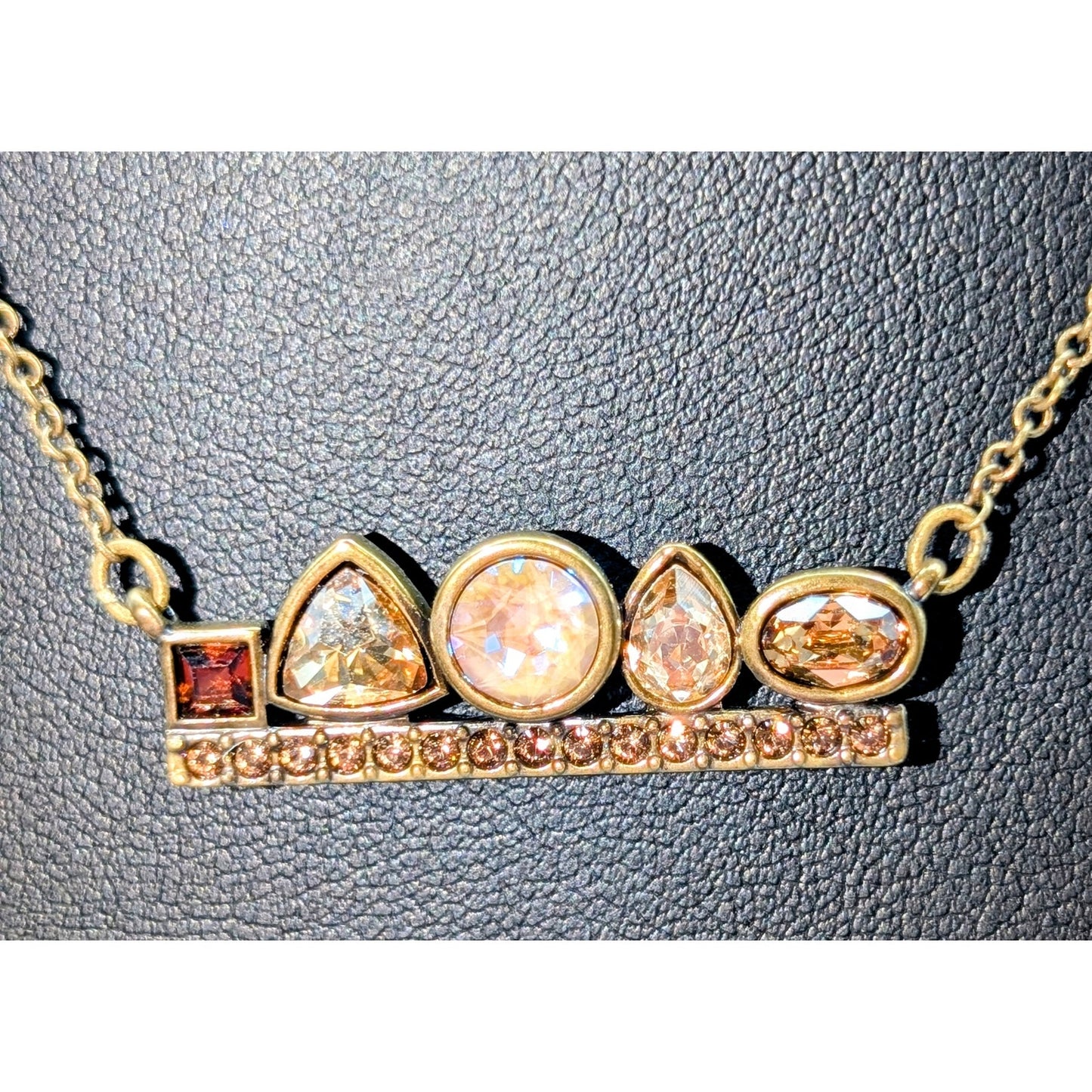 TCS Touchstone Crystal by Swarovski Bronze Metal Crystal Bar 15"-18" Necklace