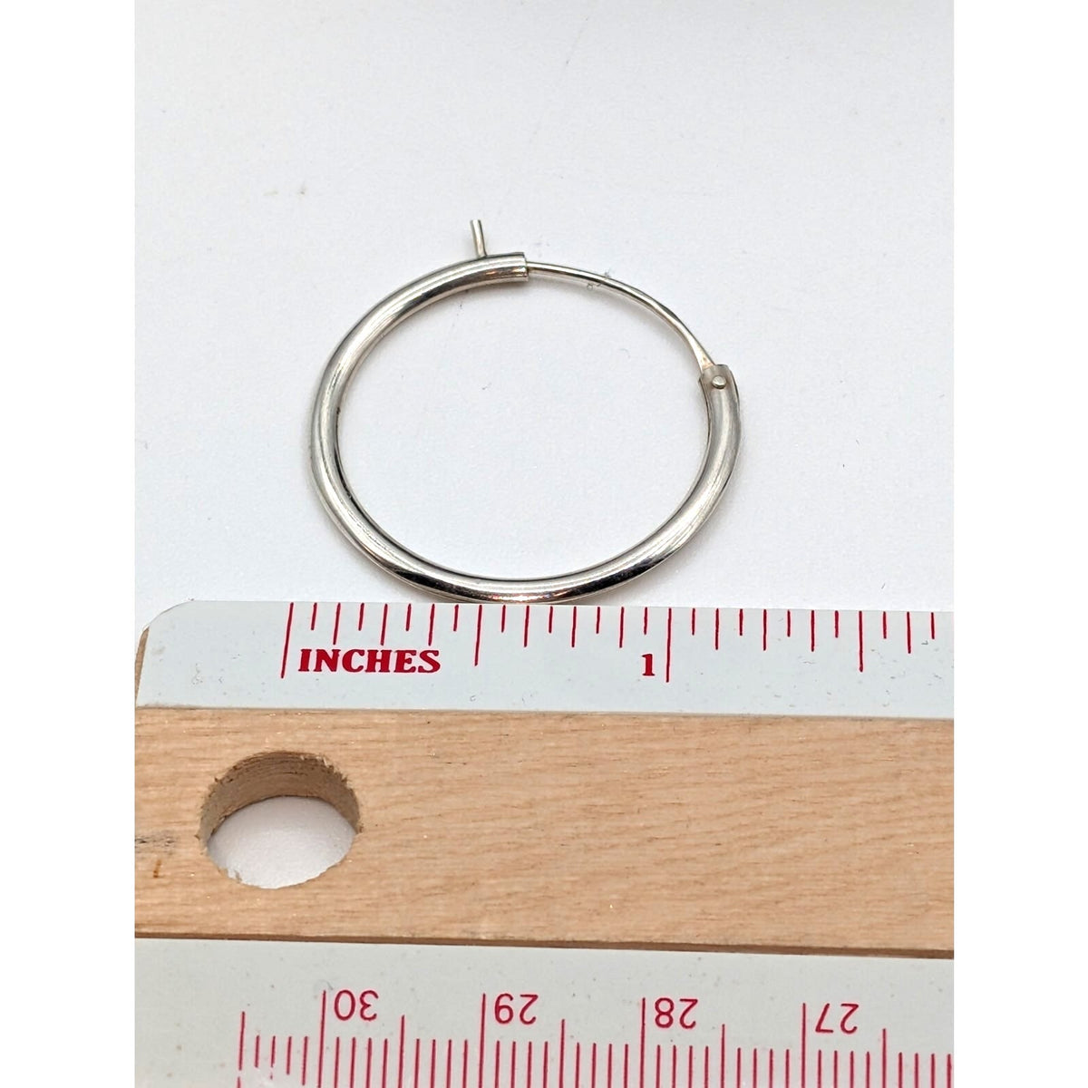 925 Sterling Silver 1" Hoop Earring With Snap Post Closure