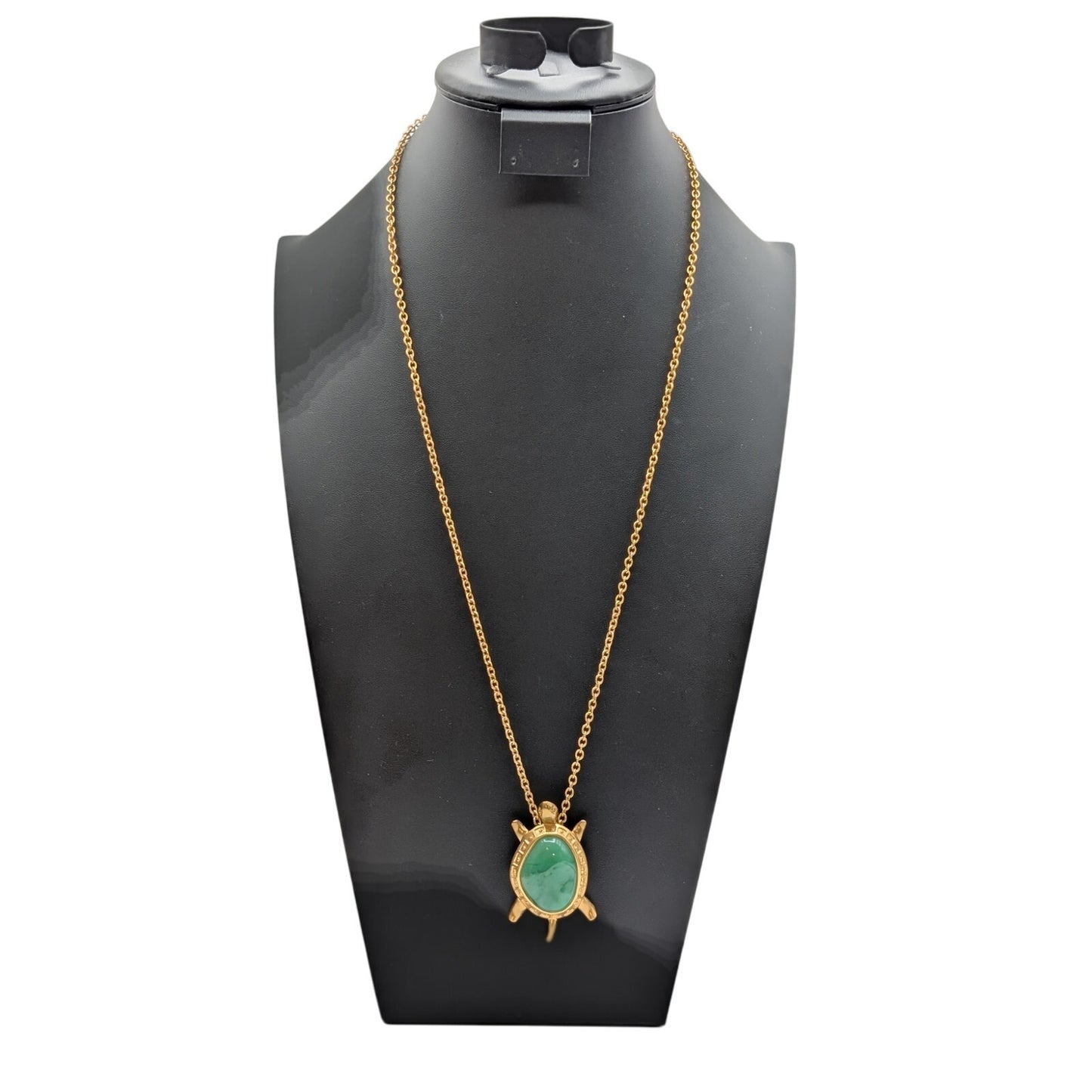 Vintage Avon 1980 Gold Tone Turtle Brooch/Pendant 28" Chain Necklace
