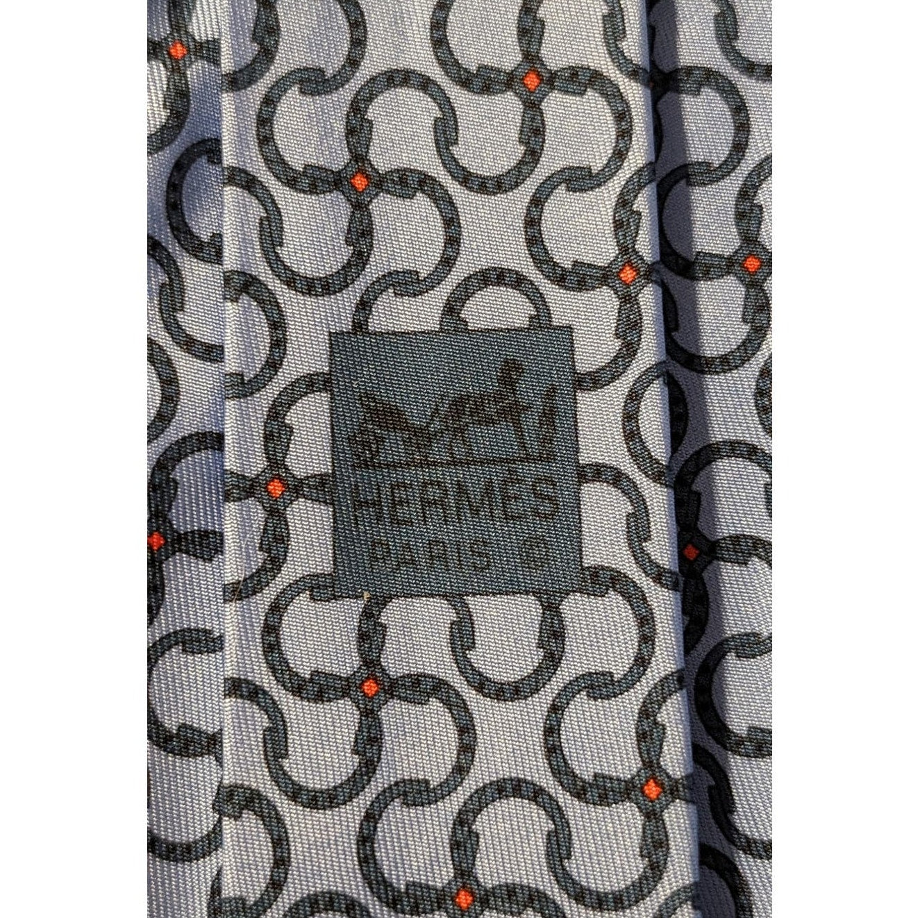 Hermes Paris Vintage 100% Silk Blue Print Neck Tie