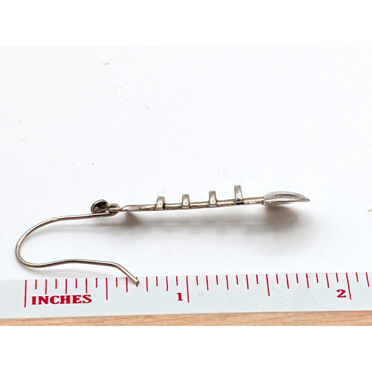 Signed by Maria Belen Nilson 925 Sterling Silver Fish Skeleton Dangle Earrings