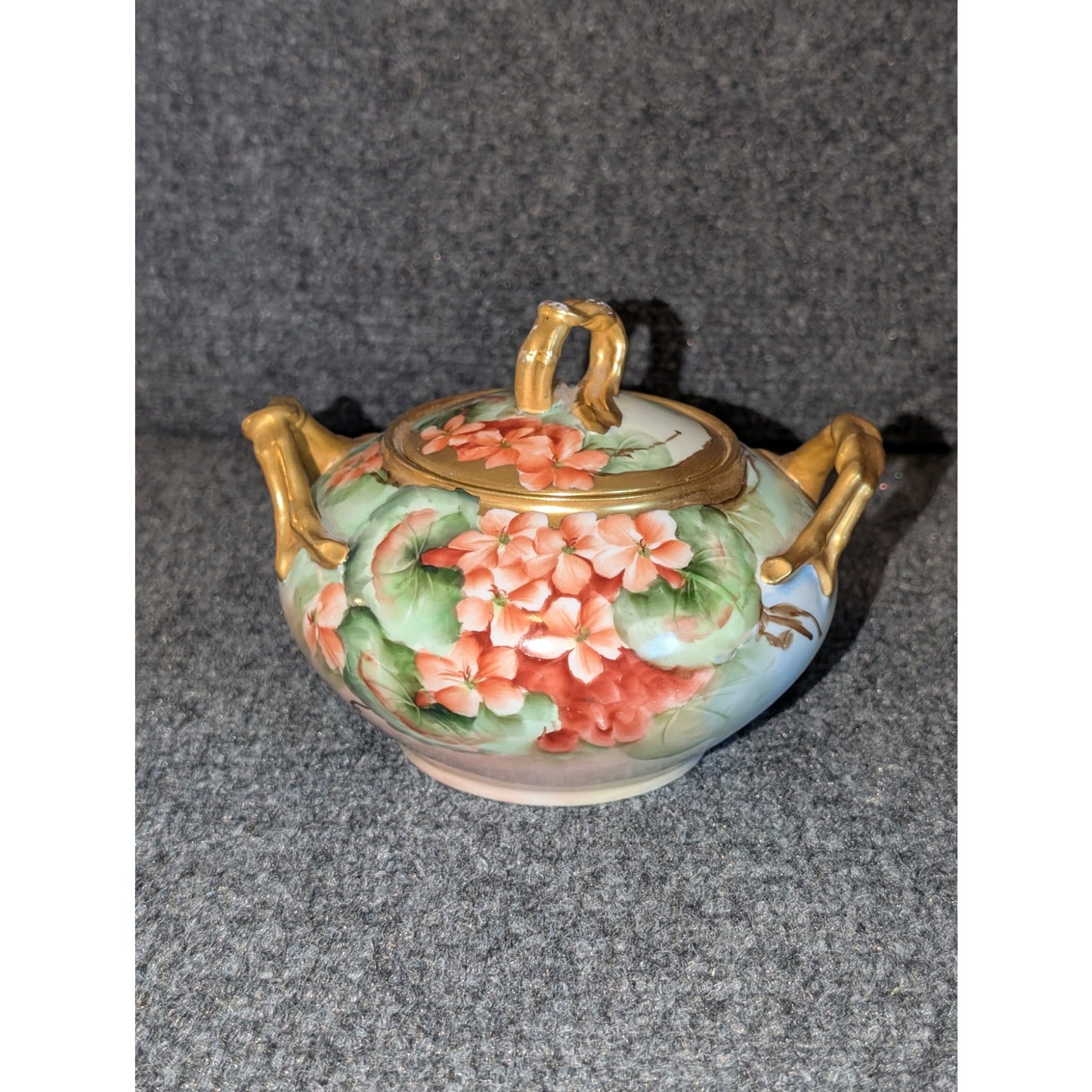 Antique Jean Pouyat Limoge Made in France Hand-Painted Sugar & Creamer Set