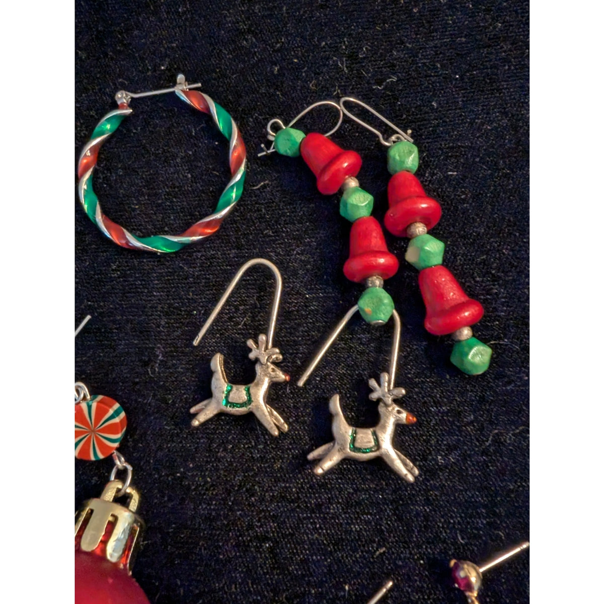 Vintage Lot of Eight Pair Christmas Themed Pierced Earrings