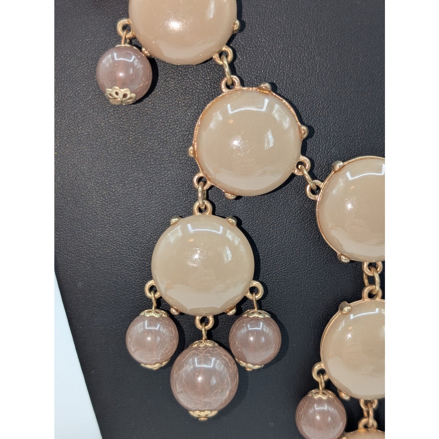 J. Crew Taupe Resin Cabochon Bold Dangle Gold Tone Statement Adjustable Necklace