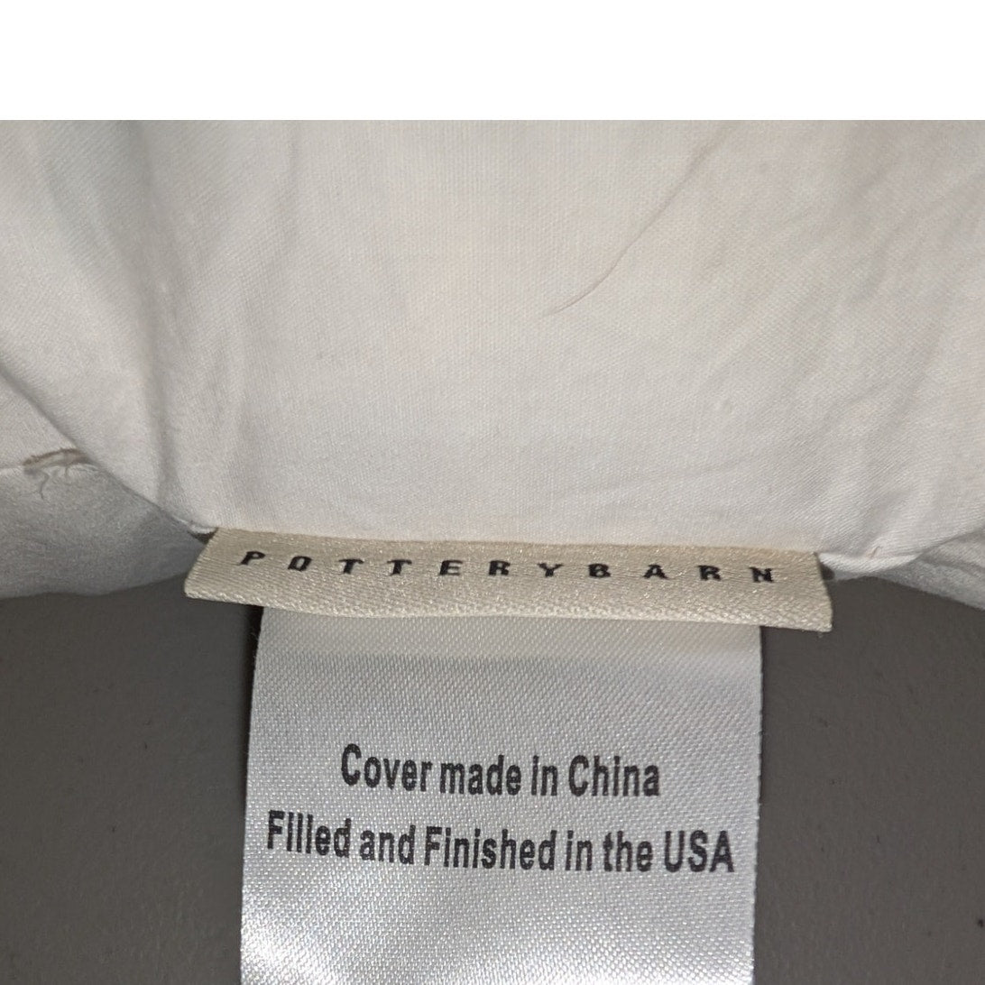POTTERY BARN Black White Crewel 20X20 Cotton Down Fill Insert Decorative Pillow
