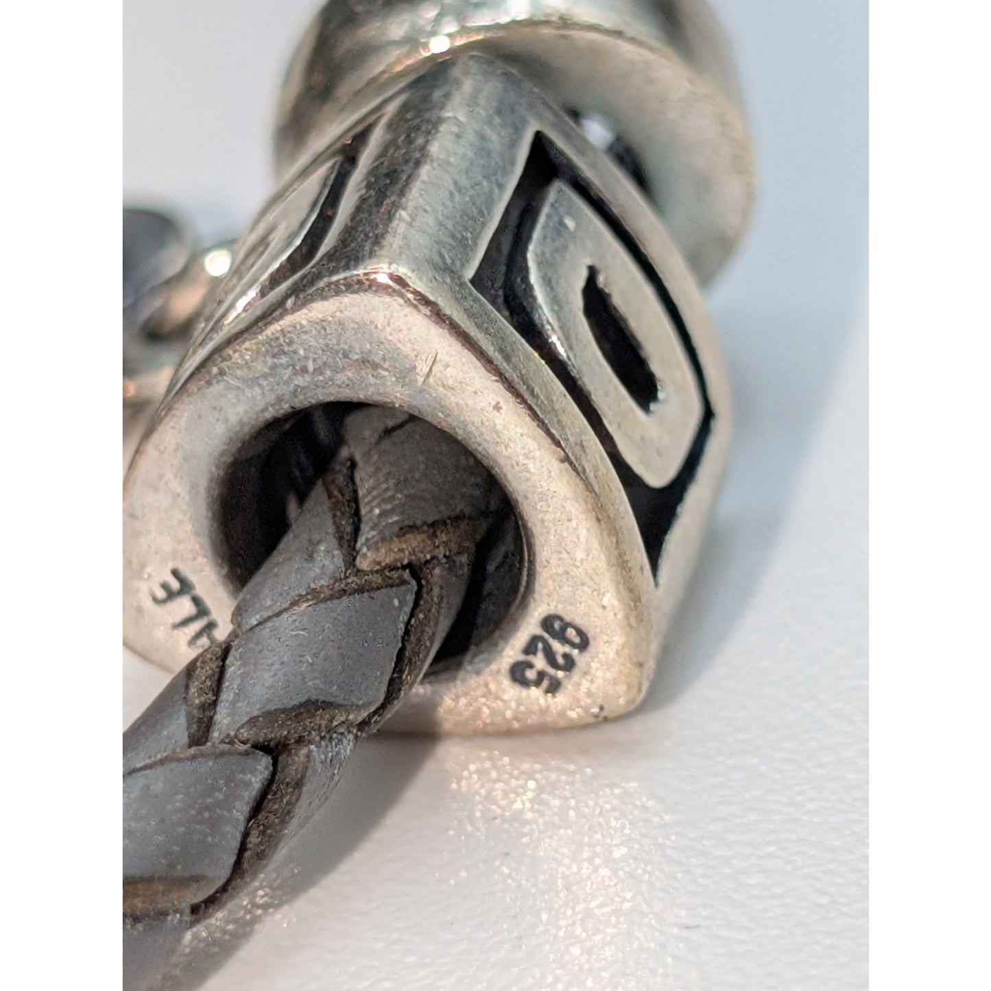 Genuine Pandora 925 Sterling Dark Brown Double Braided Leather Wrap Bracelet