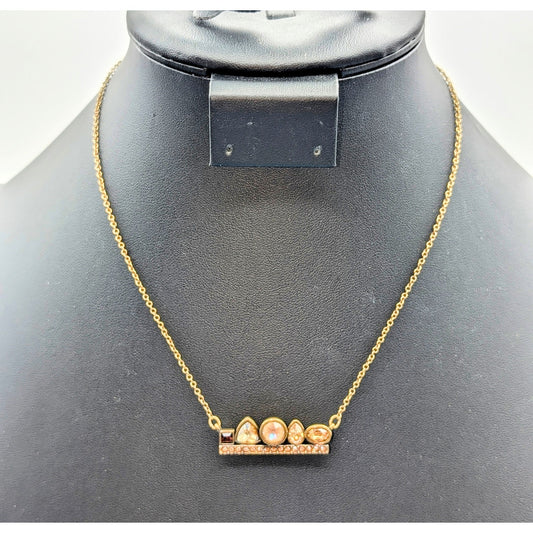 TCS Touchstone Crystal by Swarovski Bronze Metal Crystal Bar 15"-18" Necklace