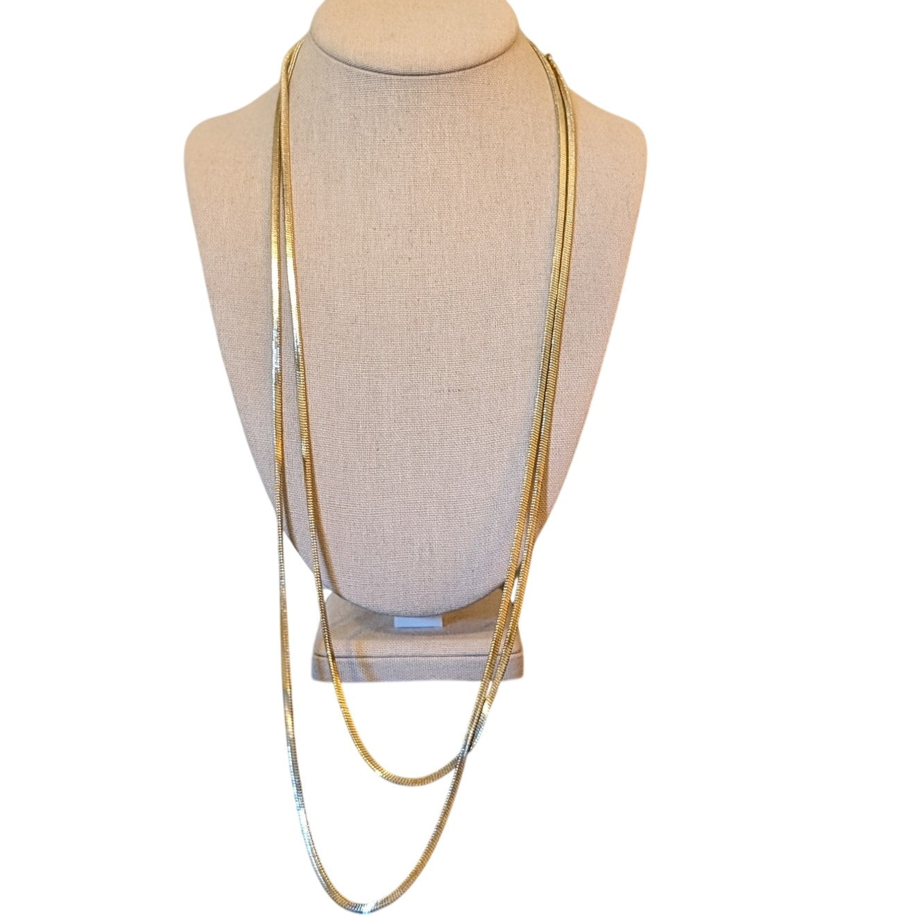 64" Long High Shine Gold Tone Flat 3.5mm Snake Chain W/ Lobster Claw Clasp