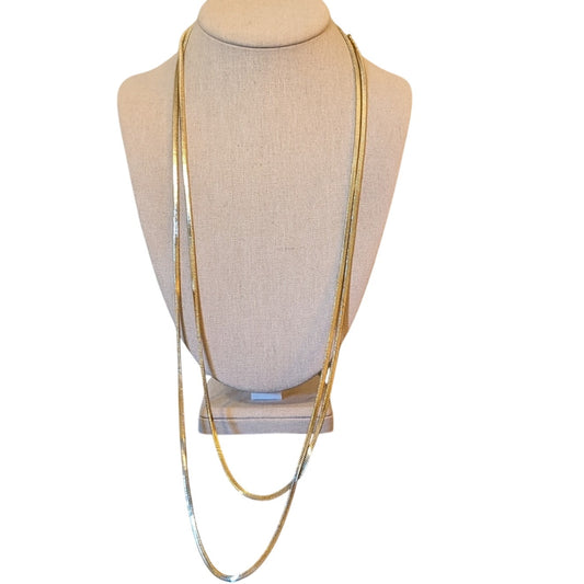 64" Long High Shine Gold Tone Flat 3.5mm Snake Chain W/ Lobster Claw Clasp