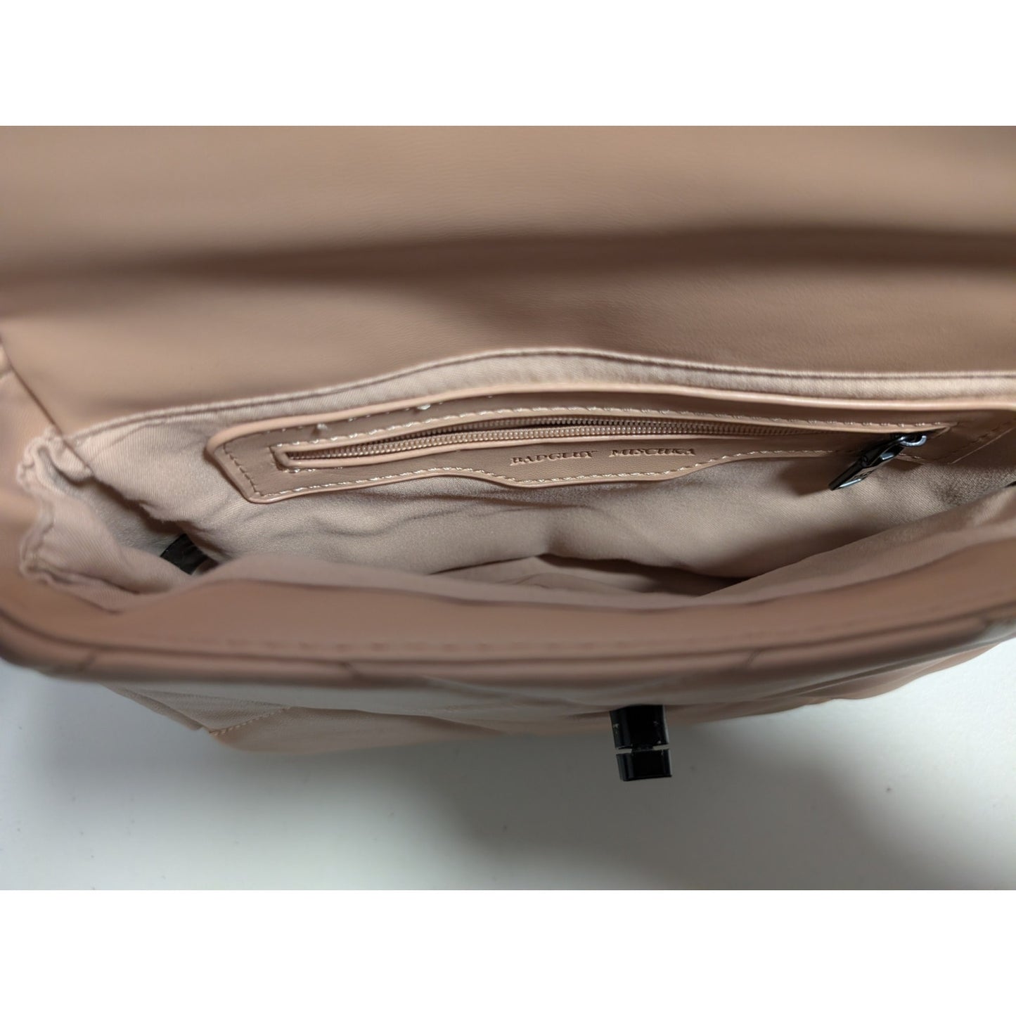 Badgley Mischka Blush Pink Black Diamond Quilted Logo Messenger Chain Strap Bag