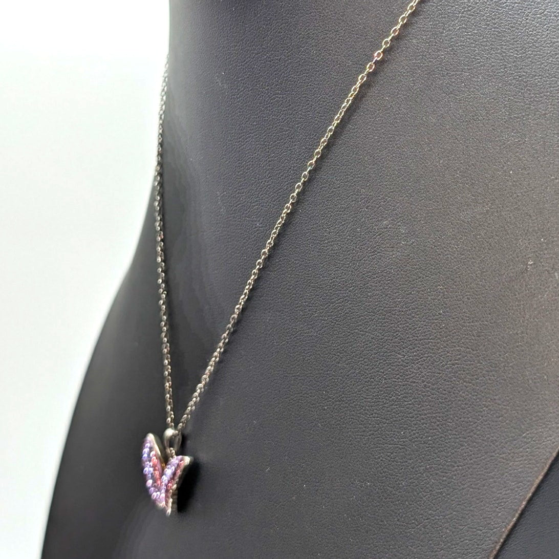Jenna Blue Purple CZ Butterfly Pendant 18.5" Necklace