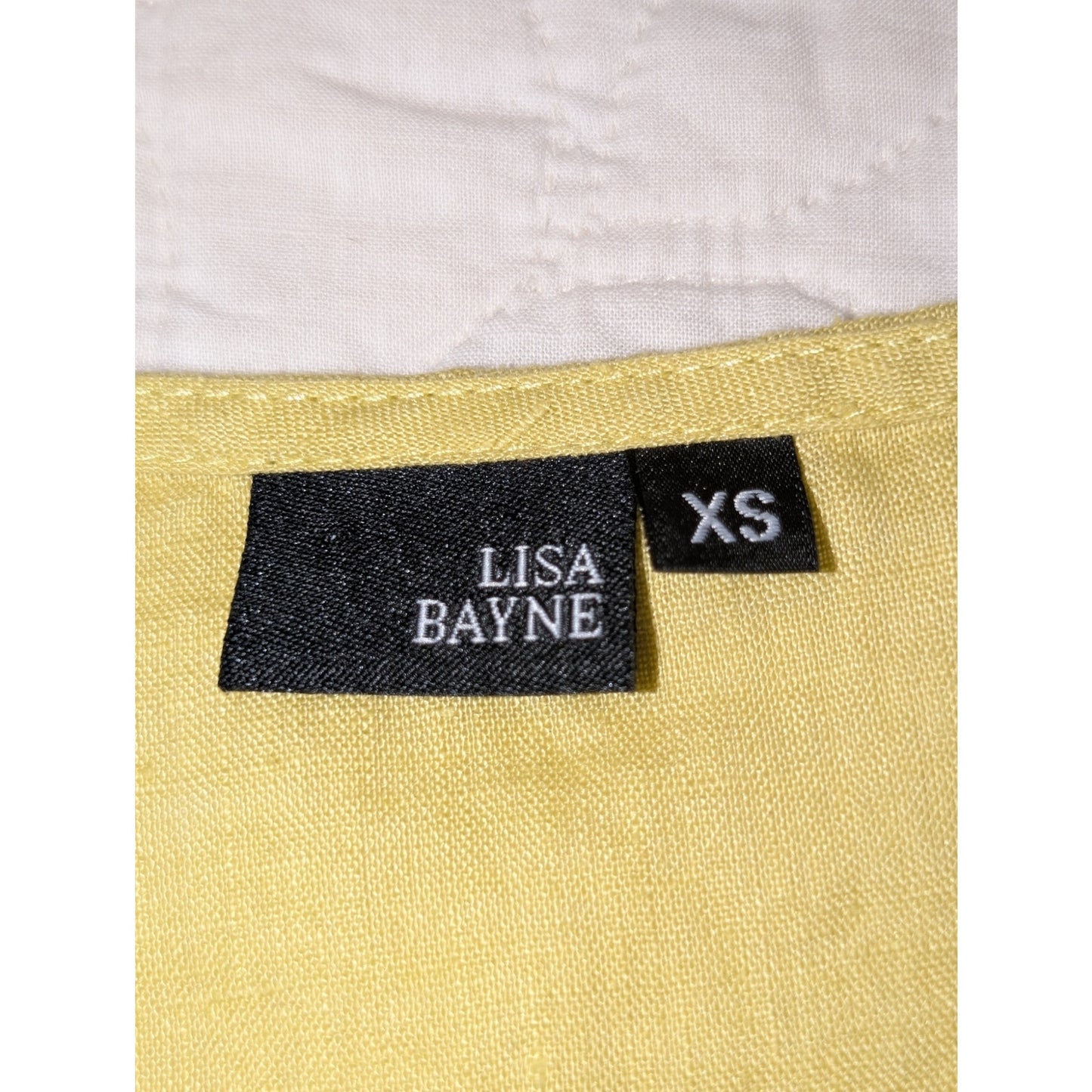 Lisa Bayne Chartreuse Yellow 100% Linen Short Sleeve Relaxed Loose Blouse Sz XS
