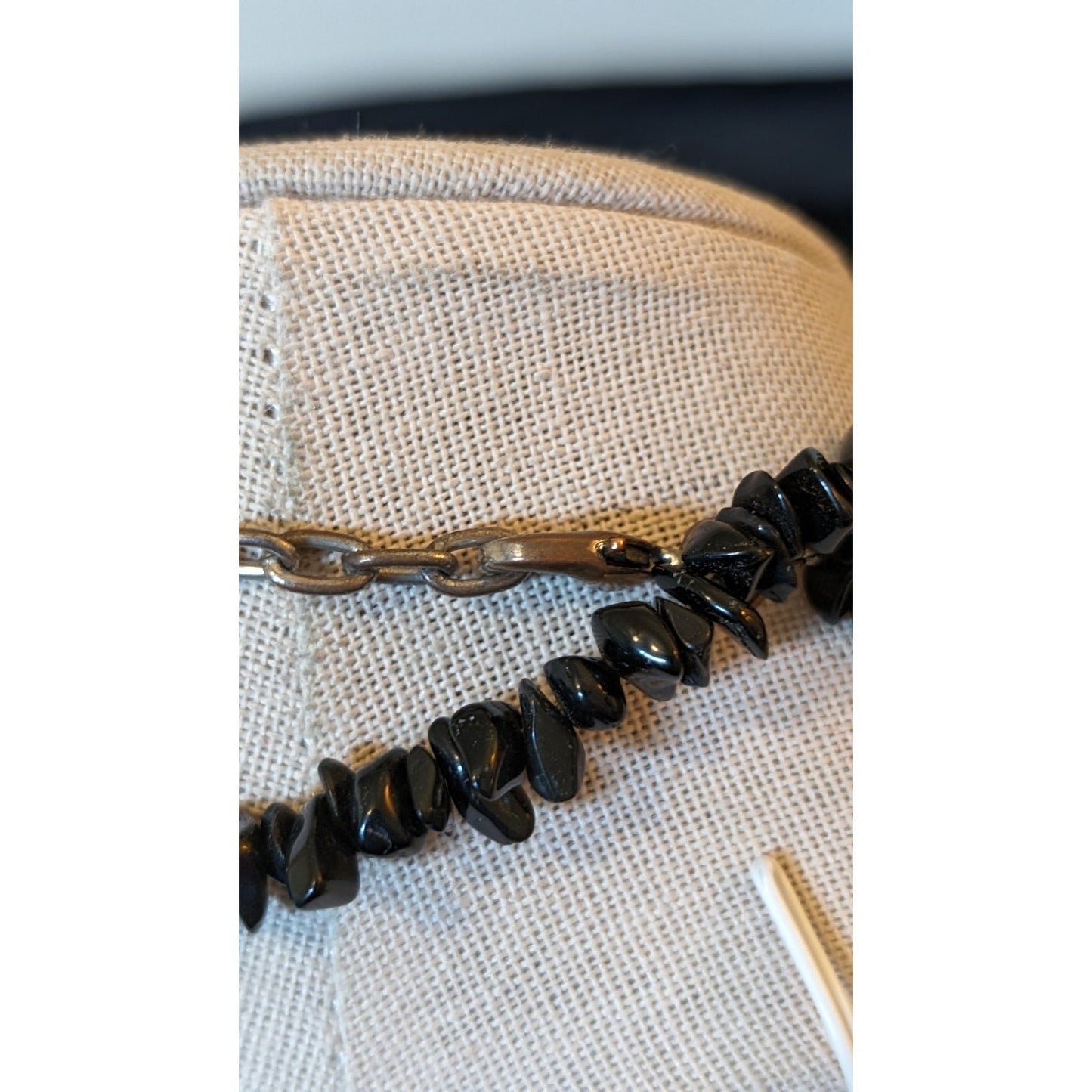 Long Black Chip Stone Bead 35-38" Necklace