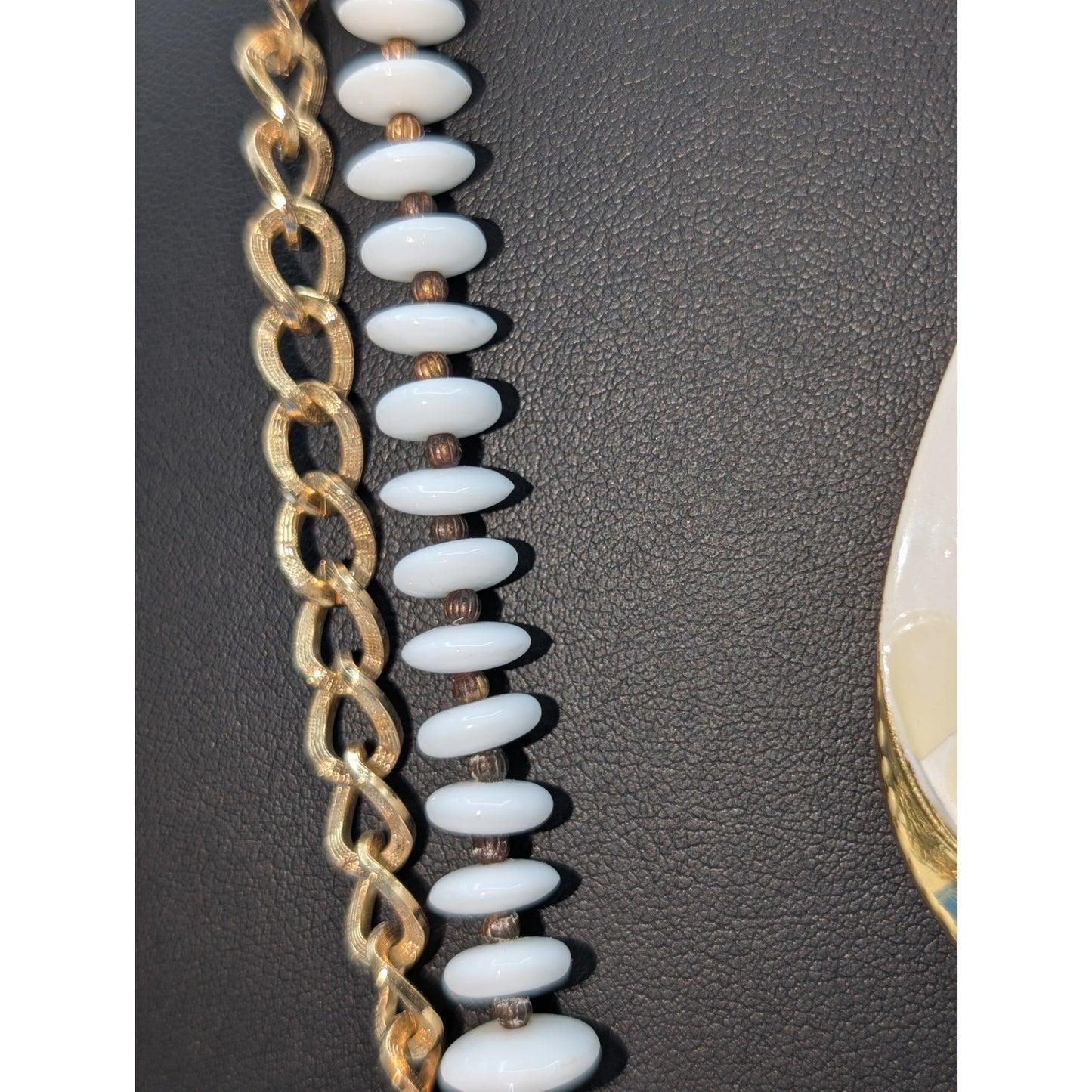 Lot of Four Gold Tone & White Theme Vintage Necklaces