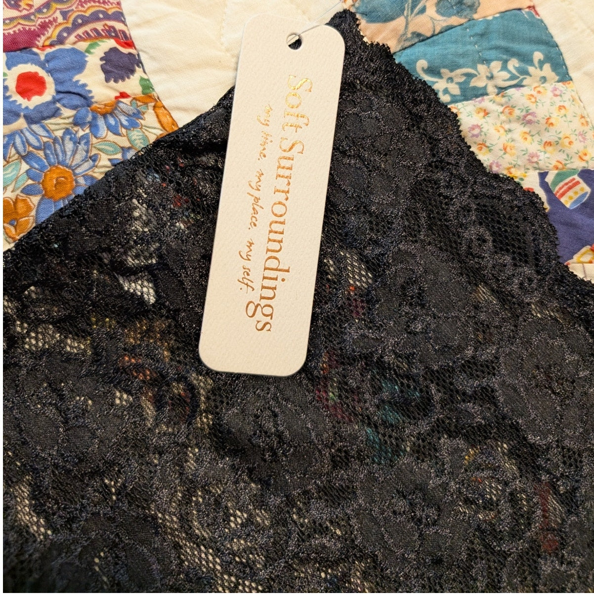 Soft Surroundings Heavenly Soft Black Lace Bandeau NWT Size L (14/16)