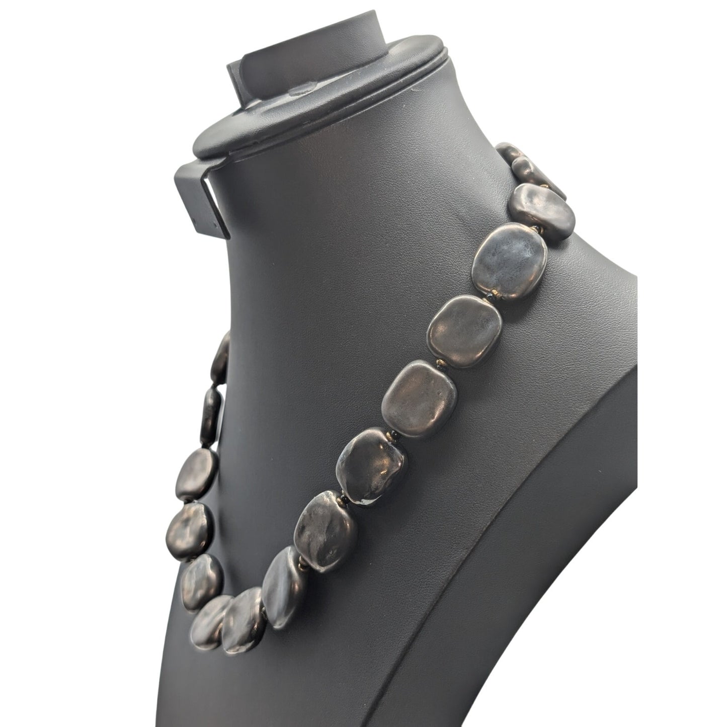 Vintage Pyrite Stone Necklace W/ Gold Tone Non-Magnetic Hook Slide In Clasp