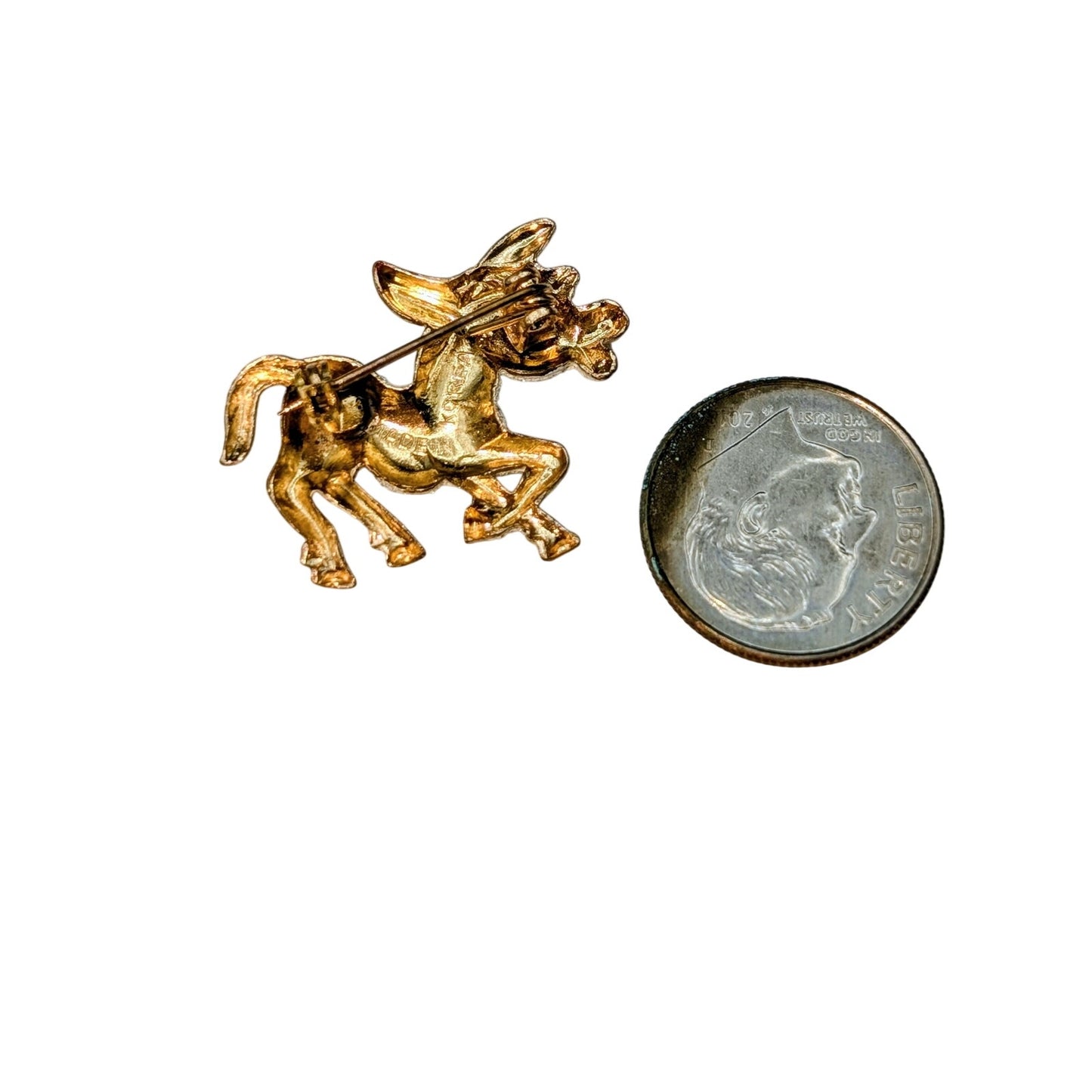 Vintage Textured Gold Tone Made in Korea Donkey Pin