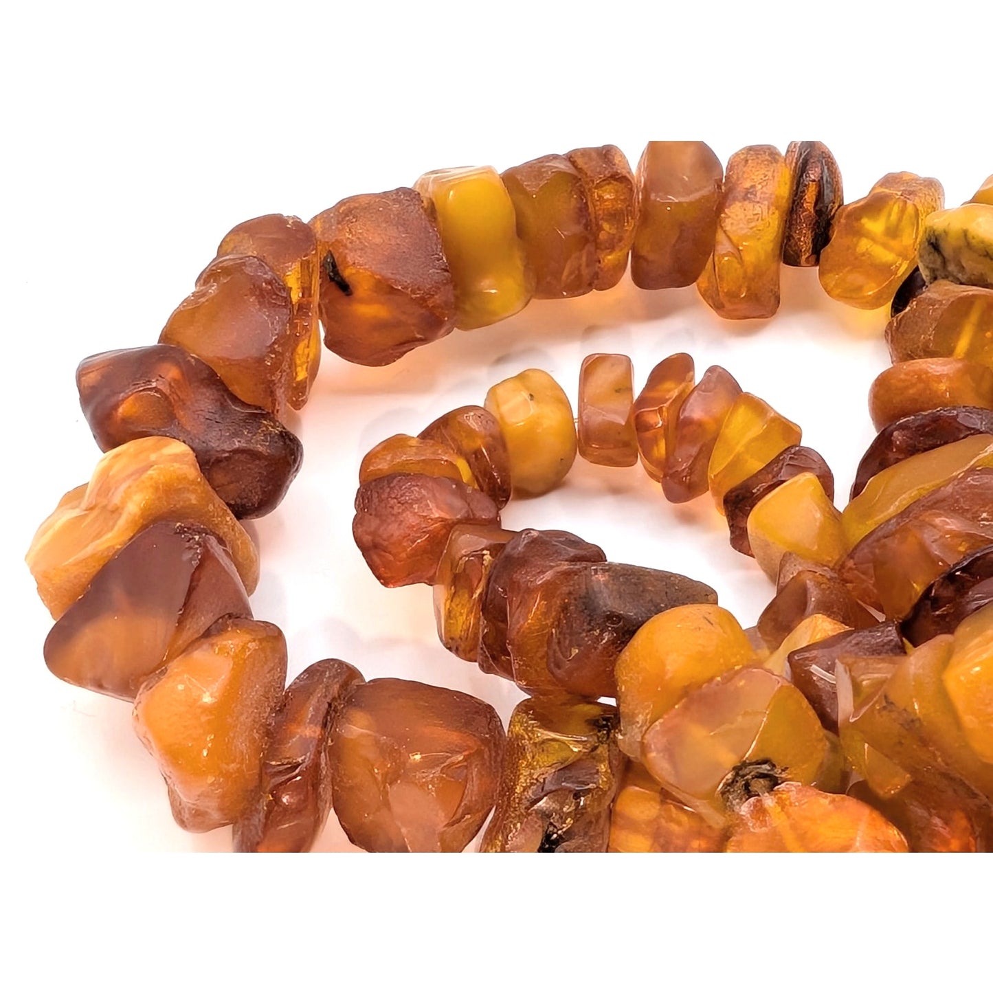 Vintage Chunky Graduated Nugget Shaped Raw Baltic Amber 35" Strand Necklace