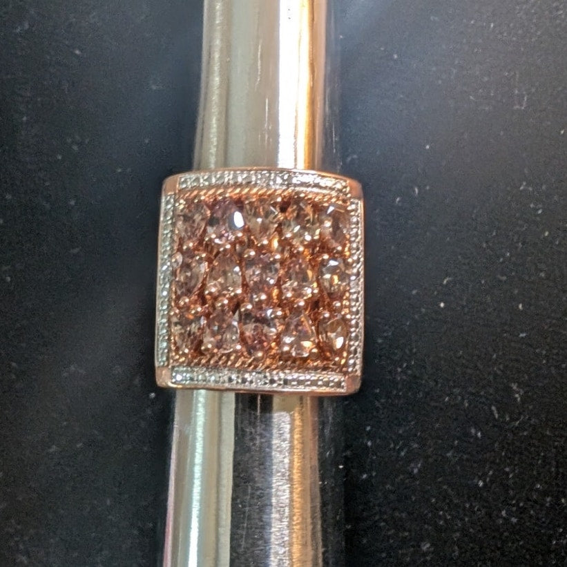 Sterling Rose Vermeil 2.75 CTW Color Change Garnet Diamond Cluster Ring Sz 5.75