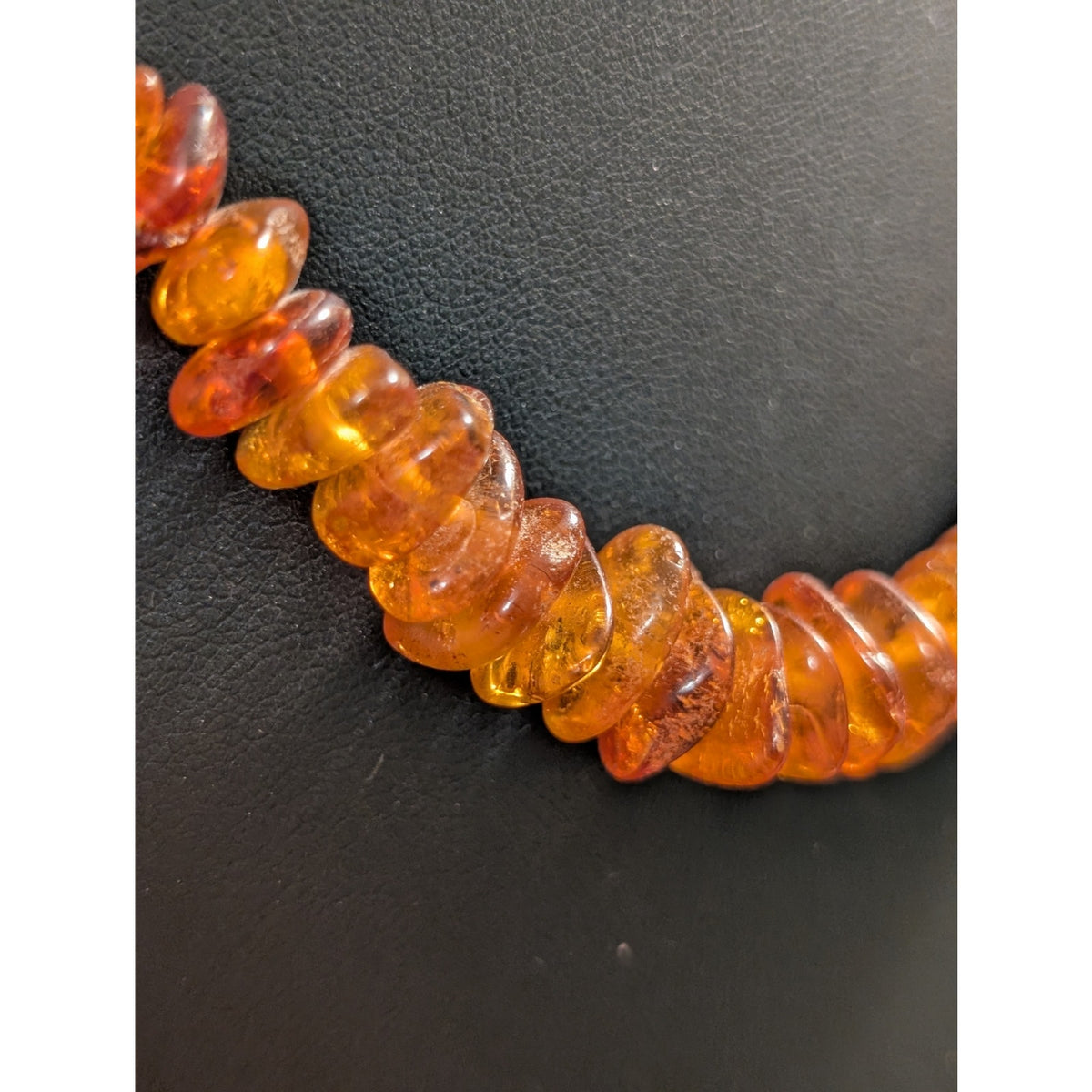 Vintage Graduated Amber Nugget Chip 19" Necklace w/ Barrel Clasp