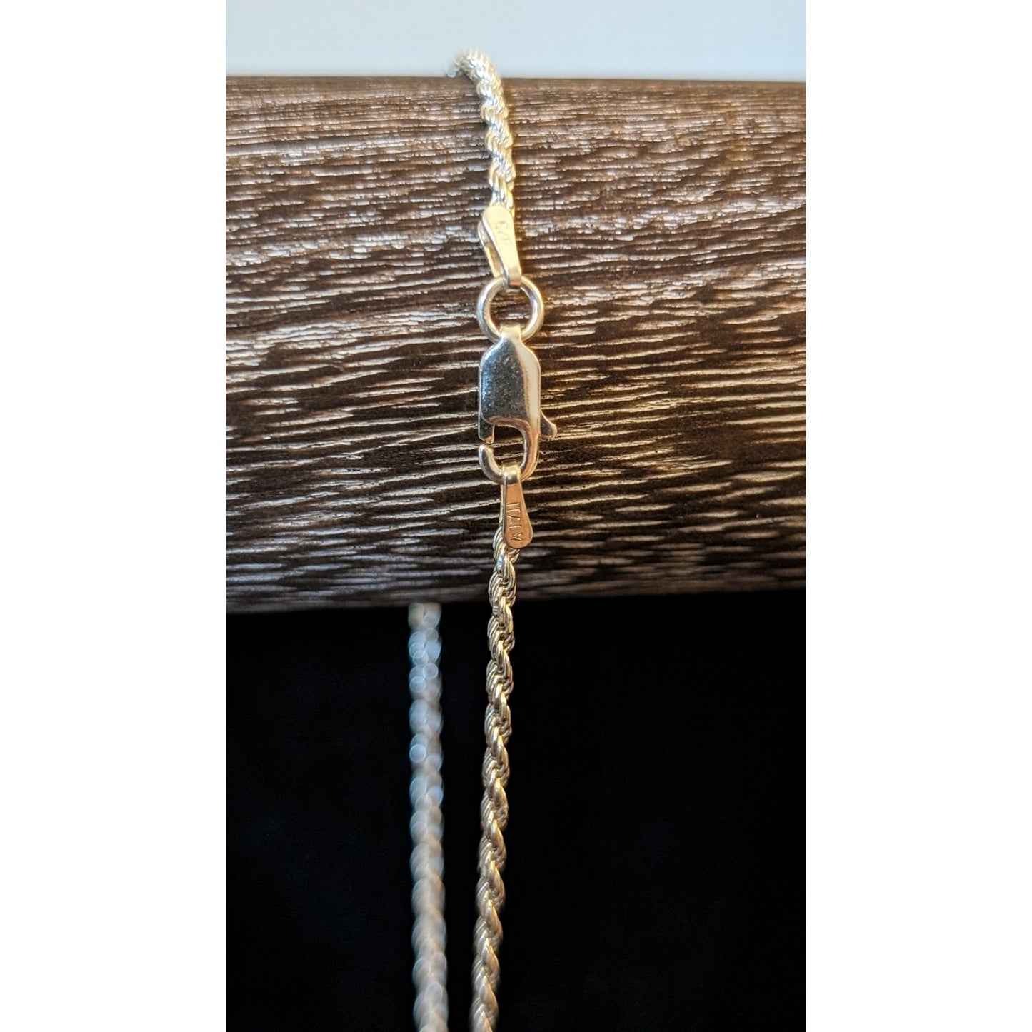 925 Italy Sterling Silver 1.5mm Silver Rope Chain Lobster Claw 8.75" Bracelet