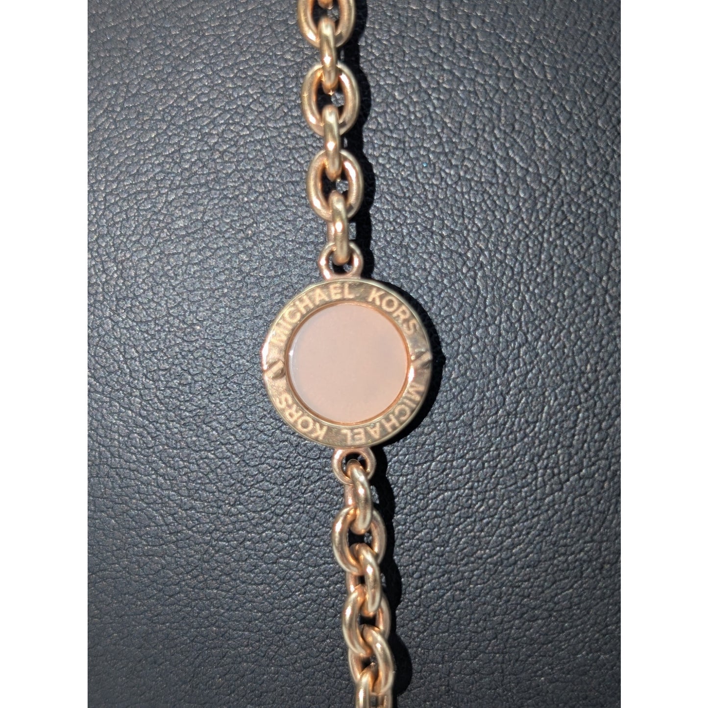 Michael Kors Resin Station Rose Tone Chain 36" Necklace