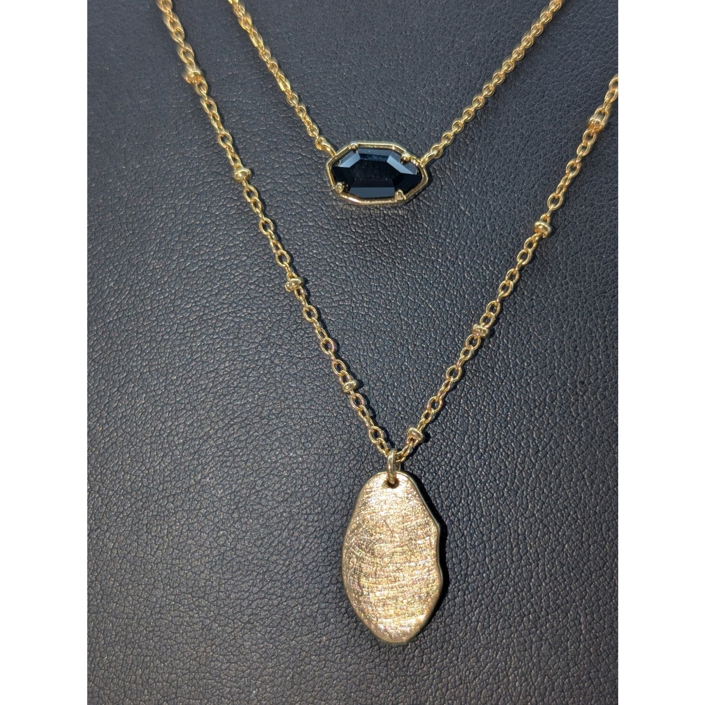 Gold Tone Double Strand Chain Pendant 16"-18" Necklace